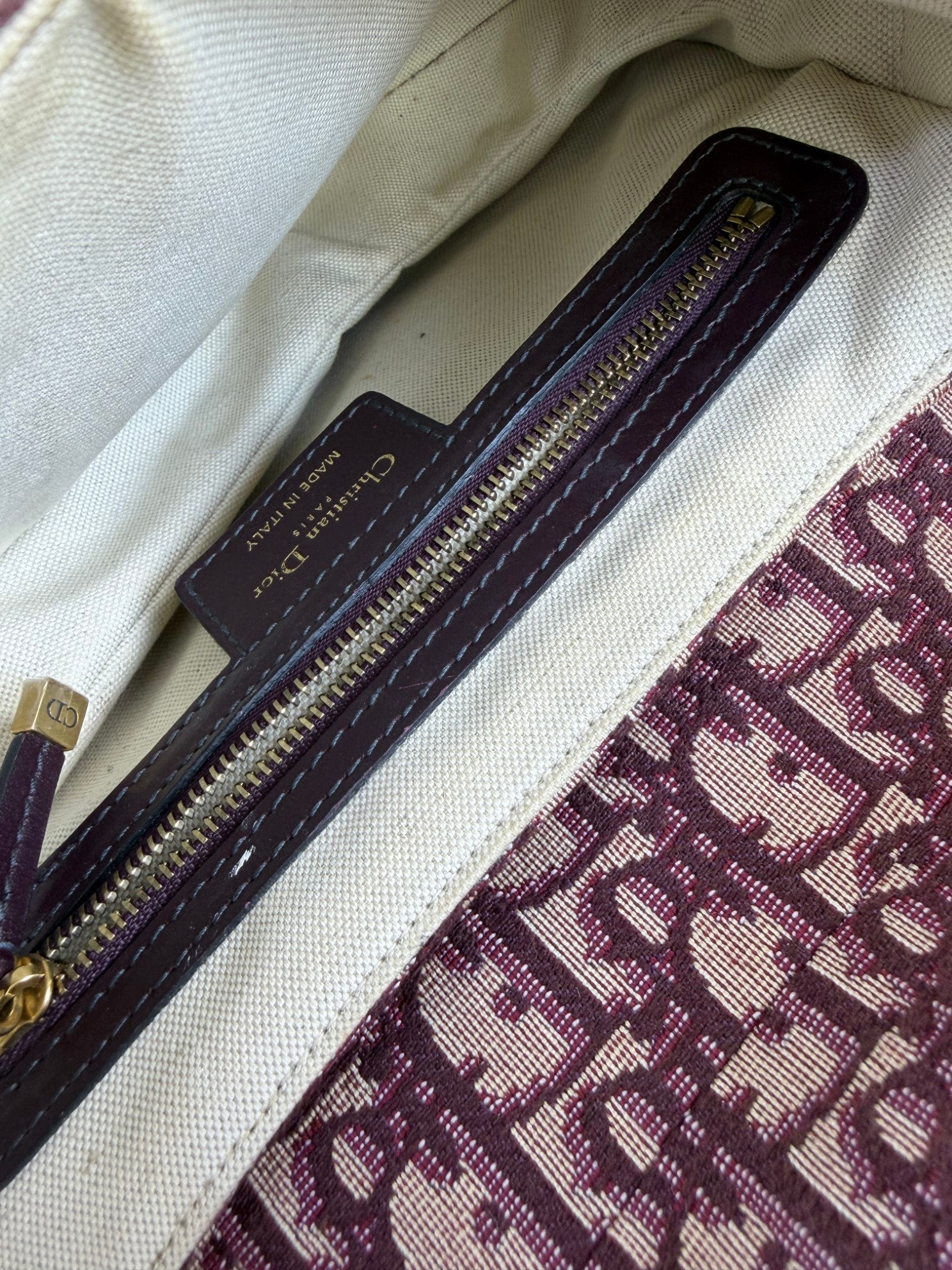 Christian Dior medium saddle burgundy oblique