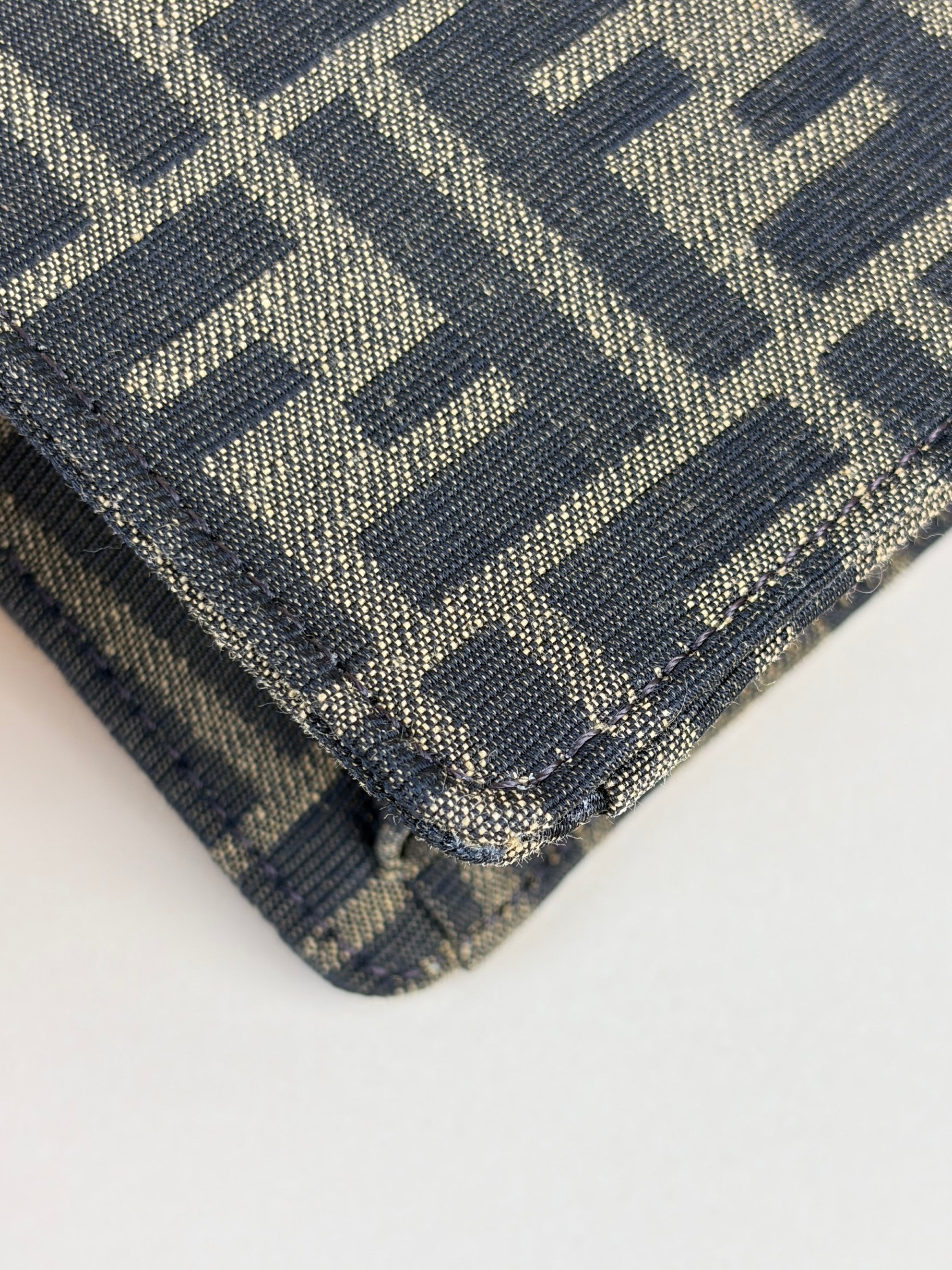 Fendi brown ff fabric wallet on chain baguette
