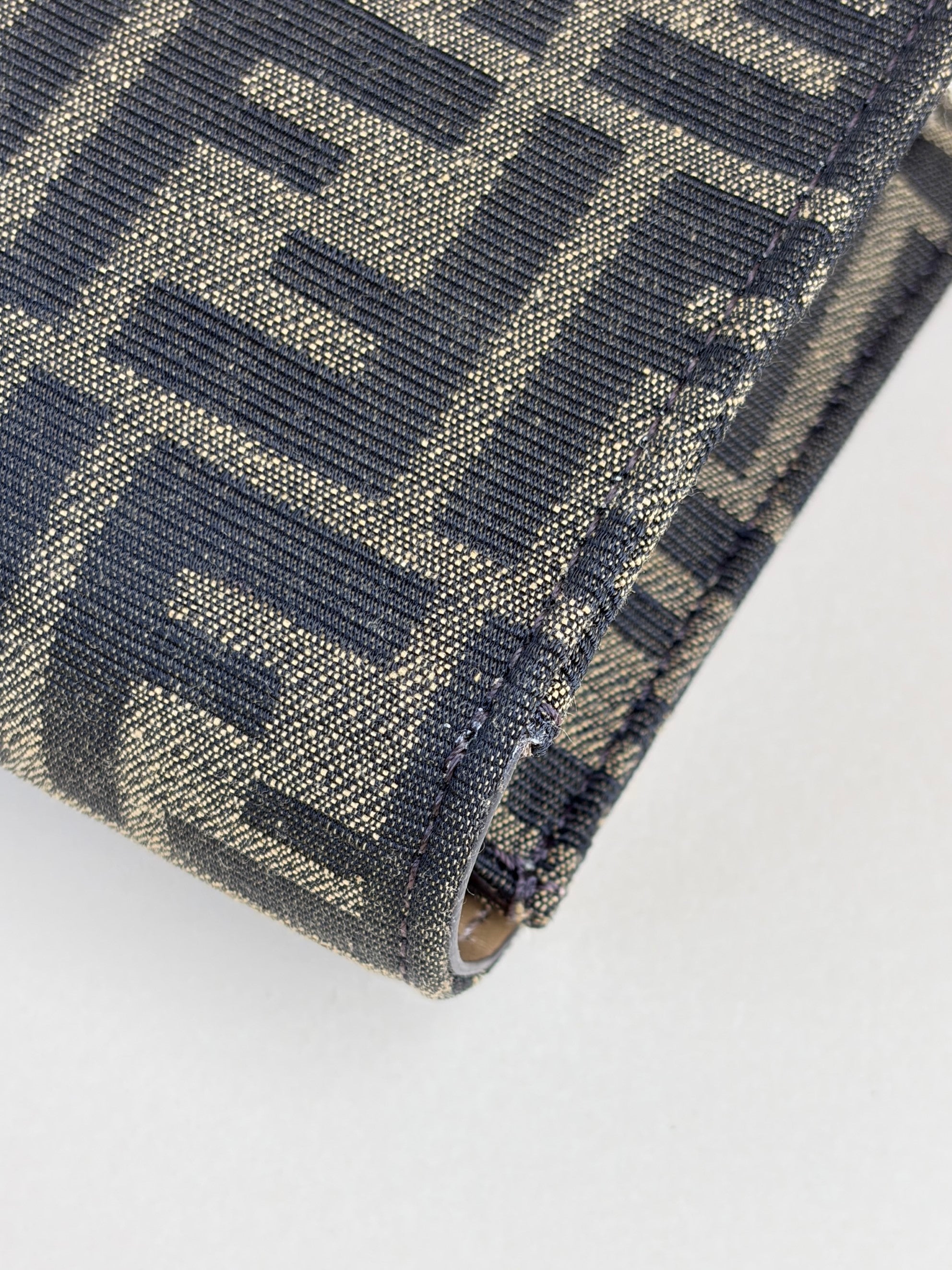 Fendi brown ff fabric wallet on chain baguette