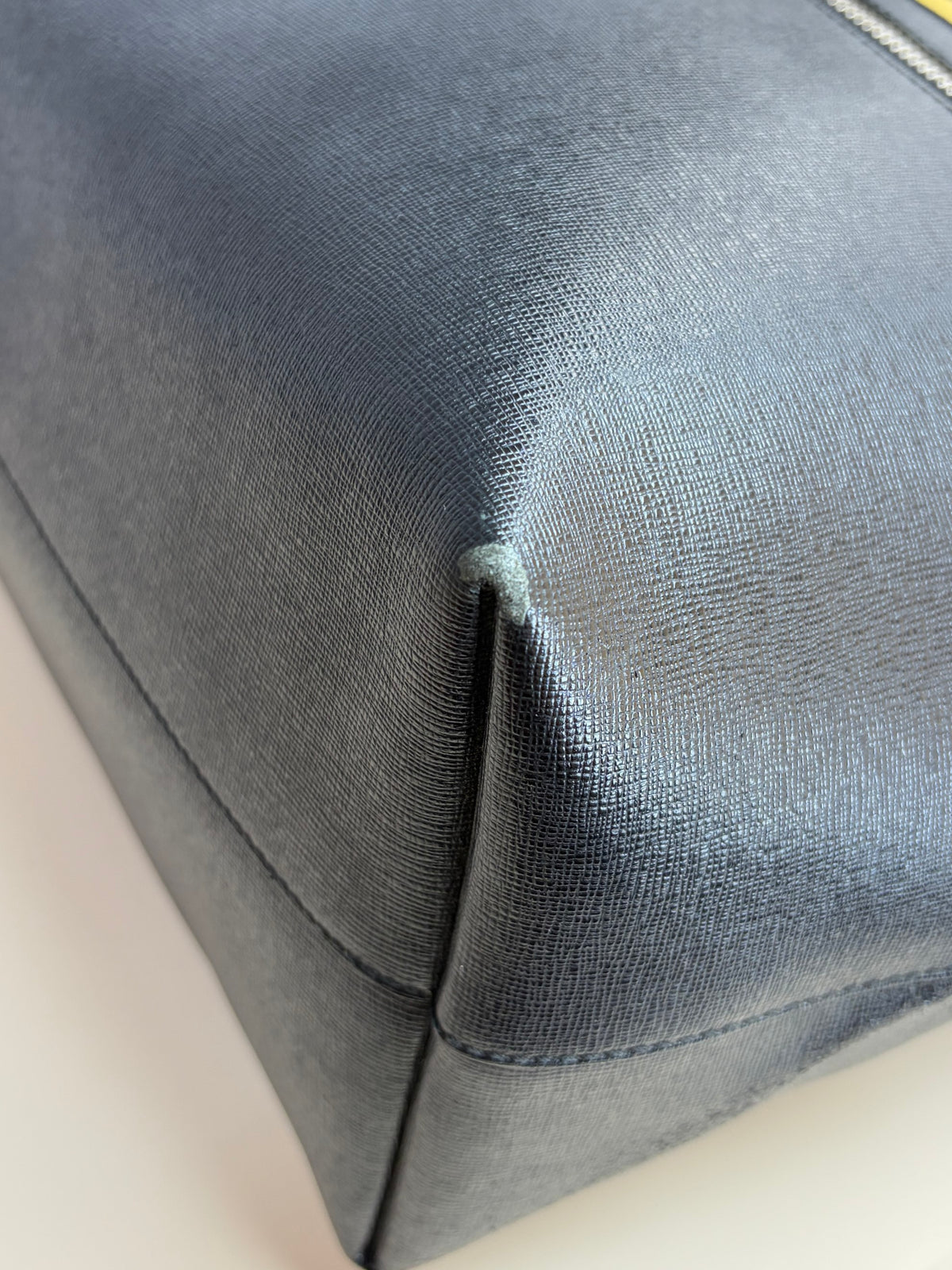 Fendi black vitello elite leather monster roll bag