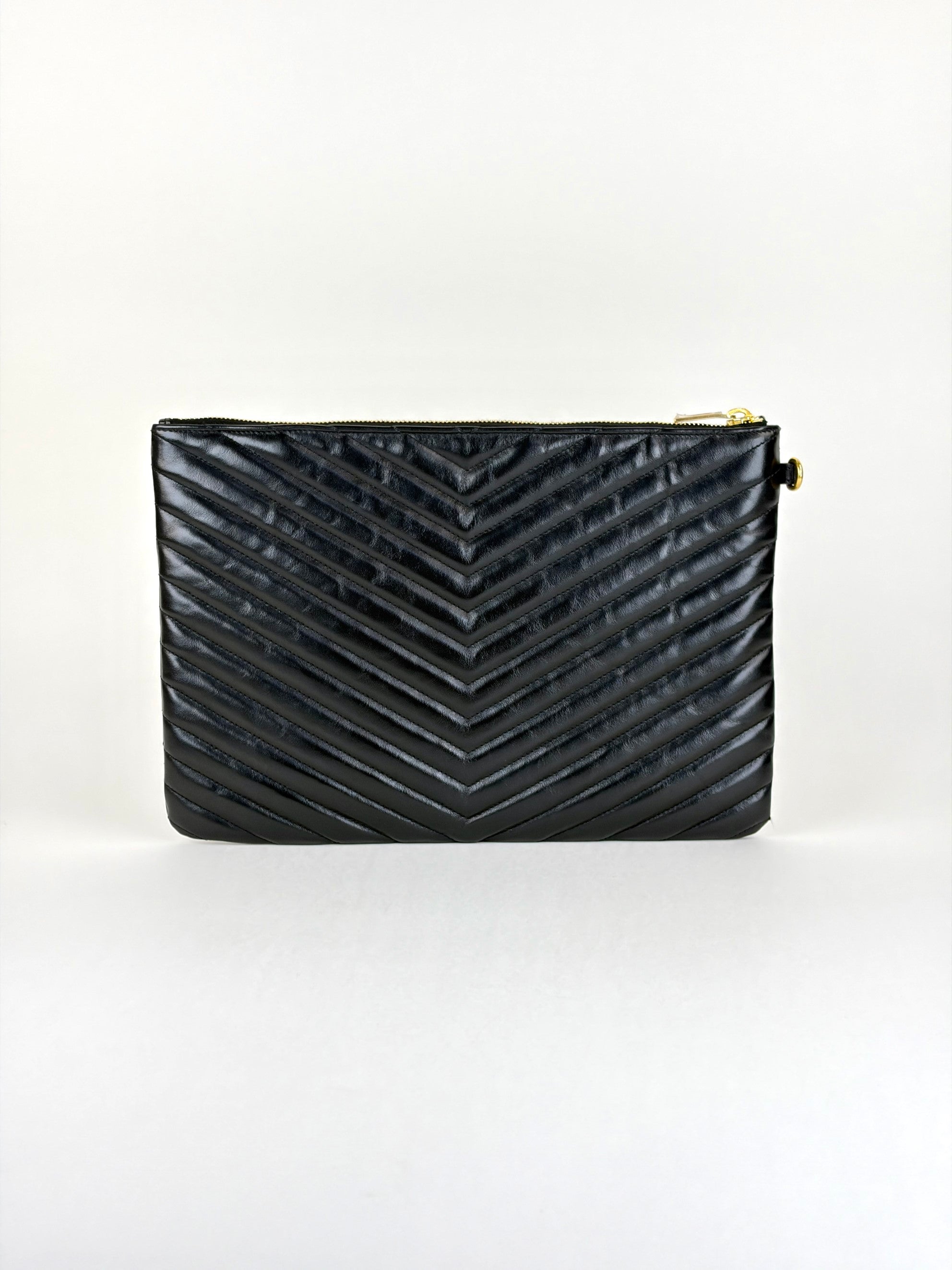 ysl black Cassandra matelassé tablet pouch