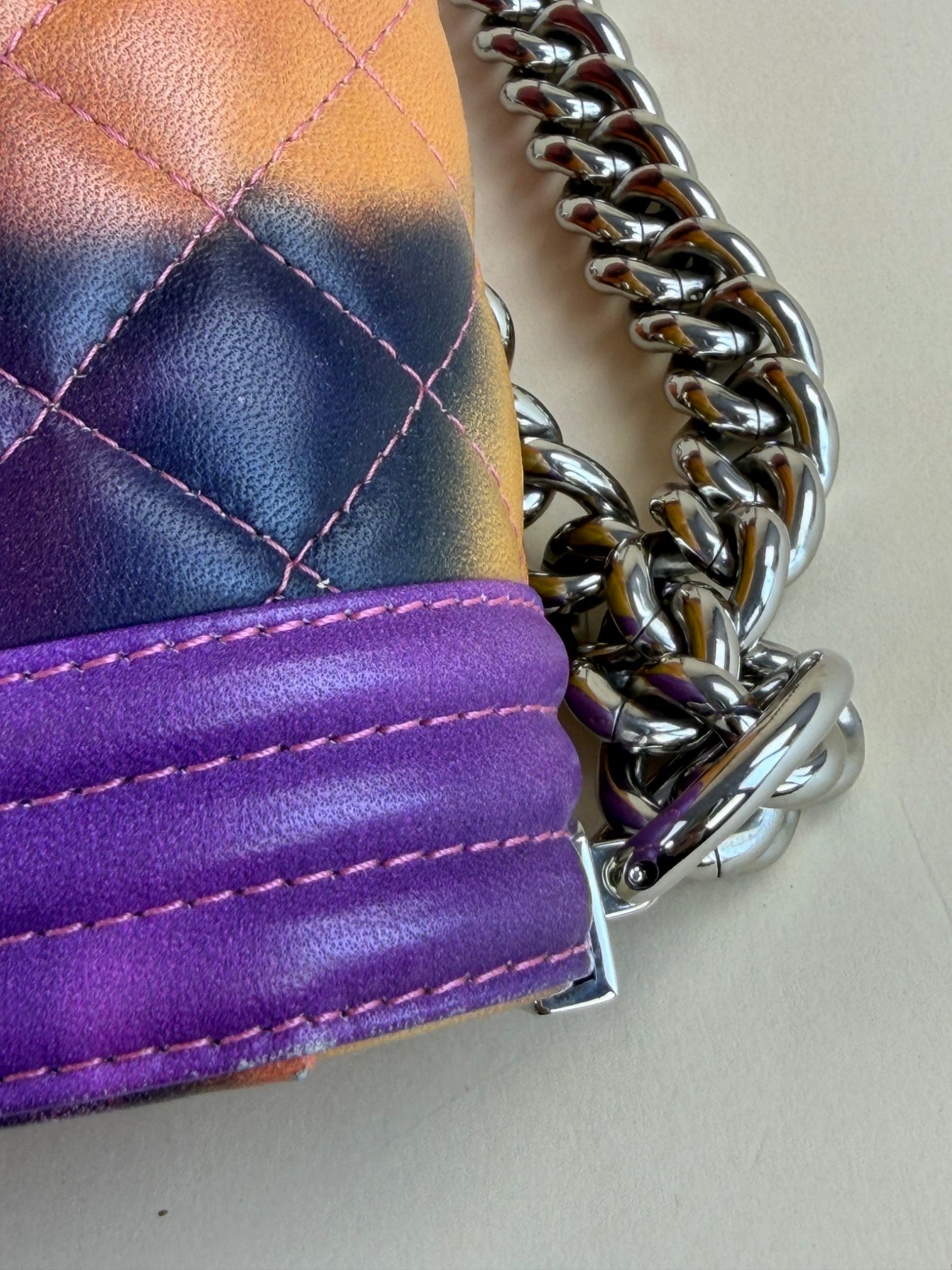 Chanel BOY LIMITTED EDITTION PRINTED LAMBSKIN FLOWER CHAIN