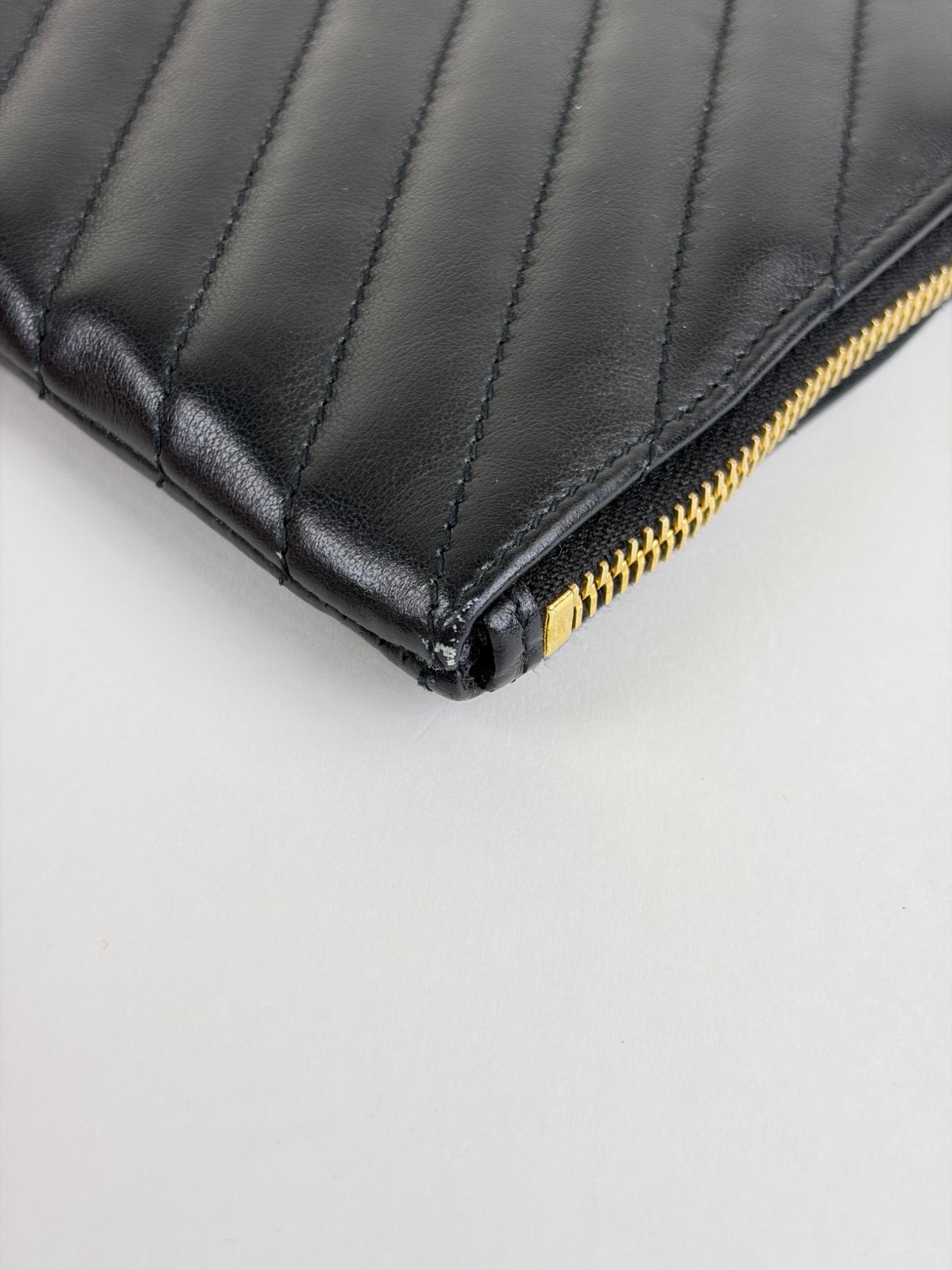 ysl black Cassandra matelassé tablet pouch