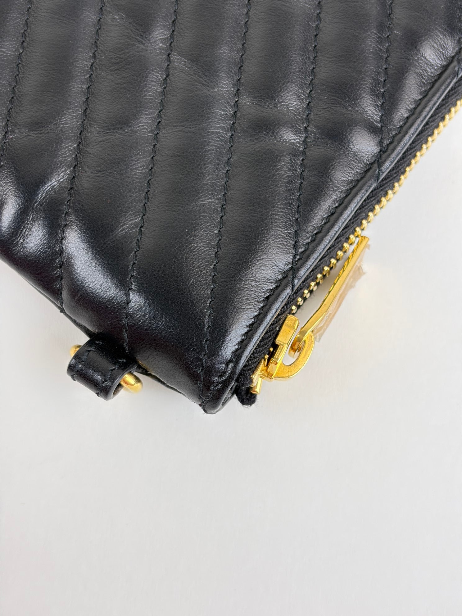 ysl black Cassandra matelassé tablet pouch