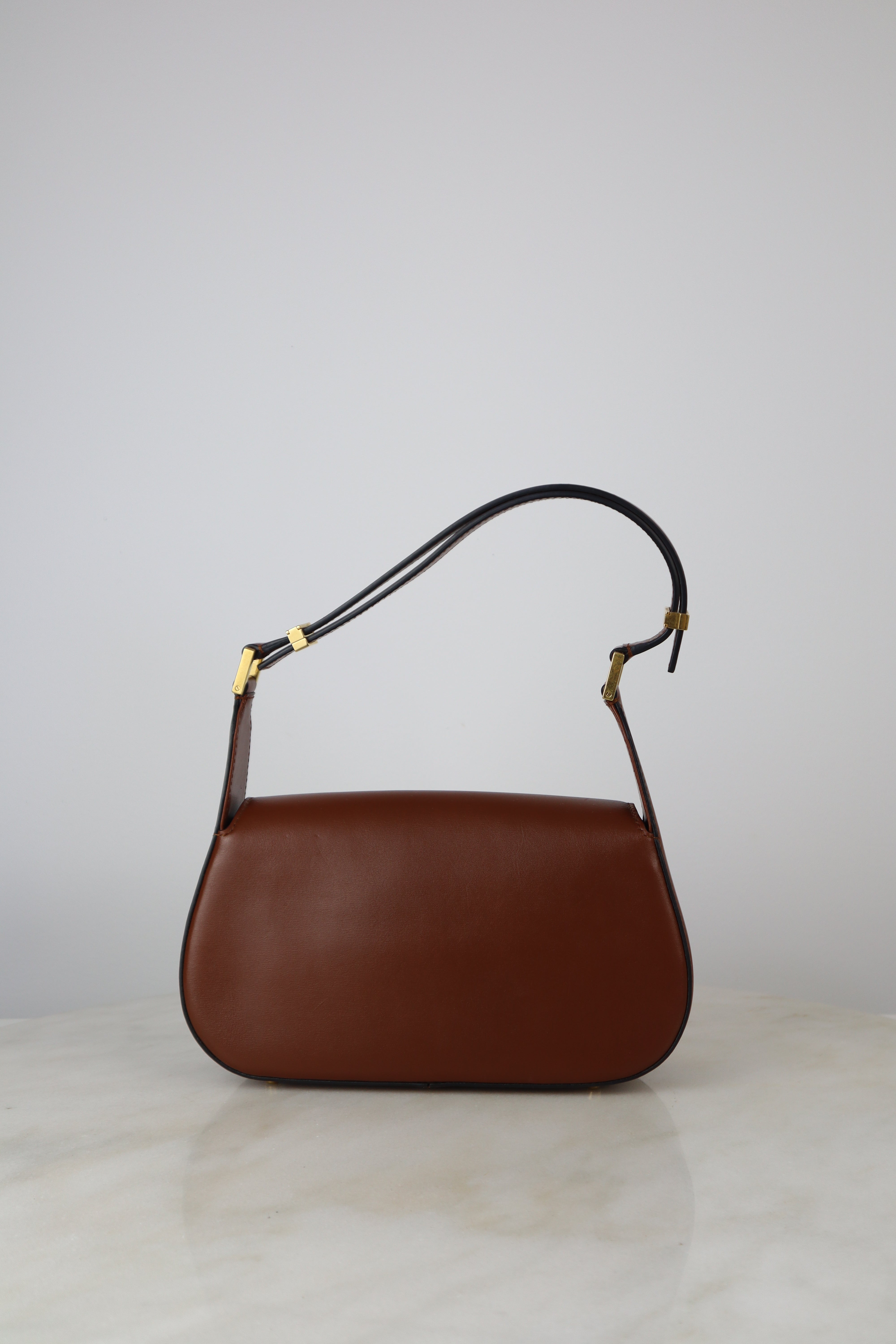Valentino Brown V Logo Chain Shoulder Bag