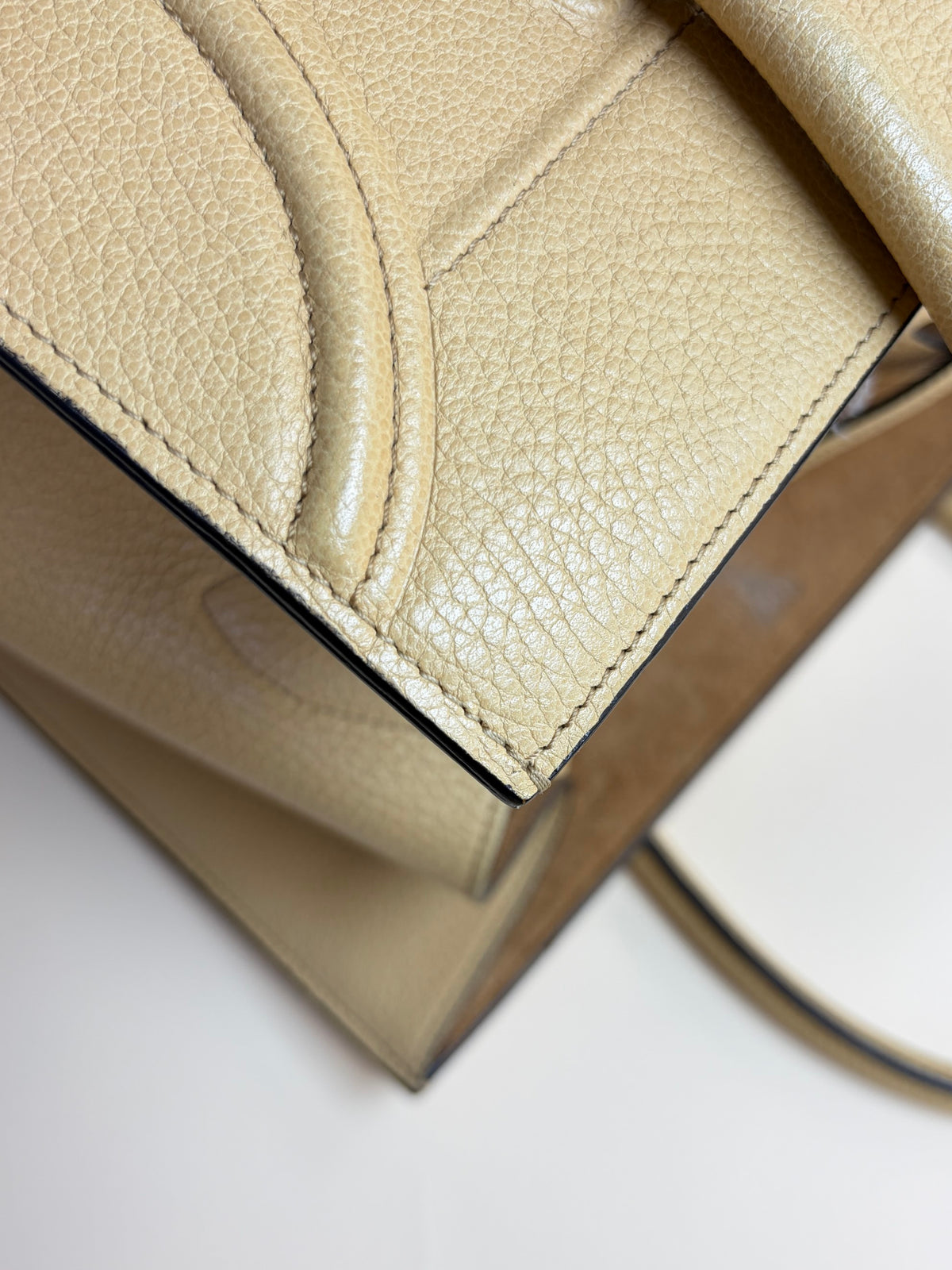 Celine dark beige grain ed calfskin medium phantom luggage tote bag