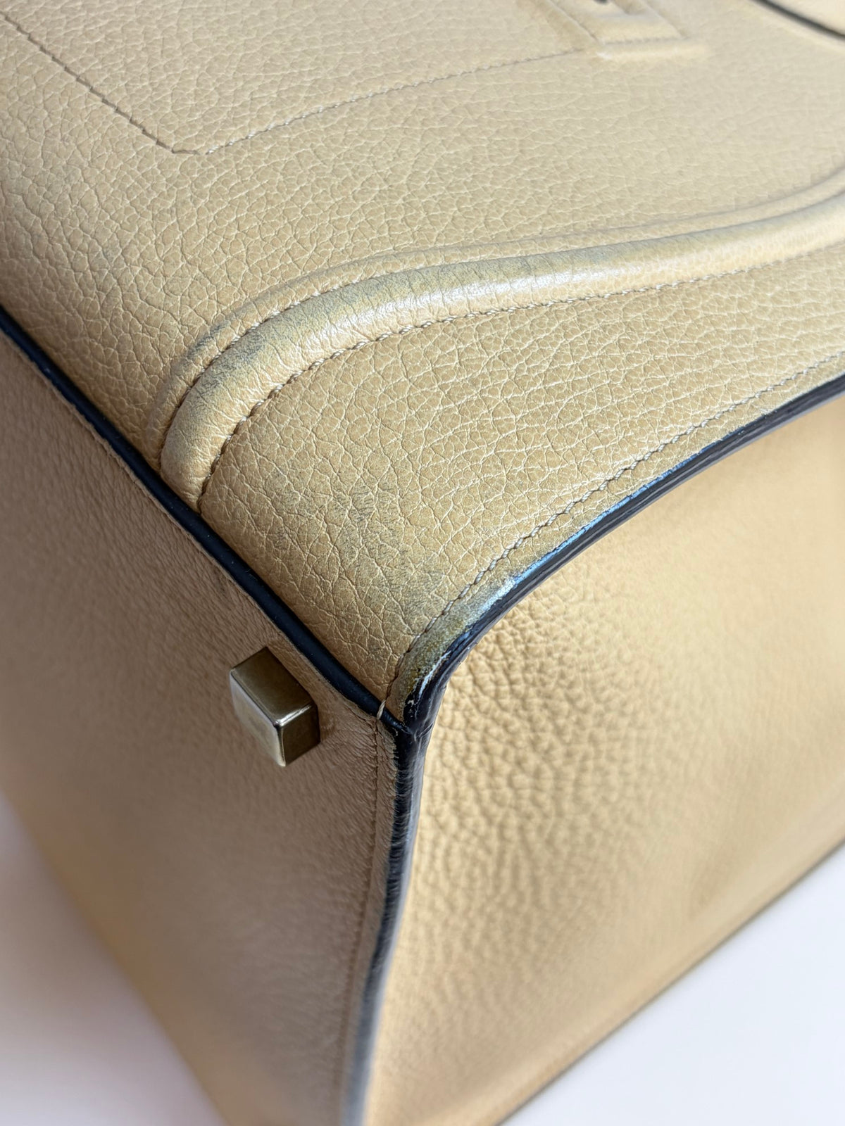 Celine dark beige grain ed calfskin medium phantom luggage tote bag