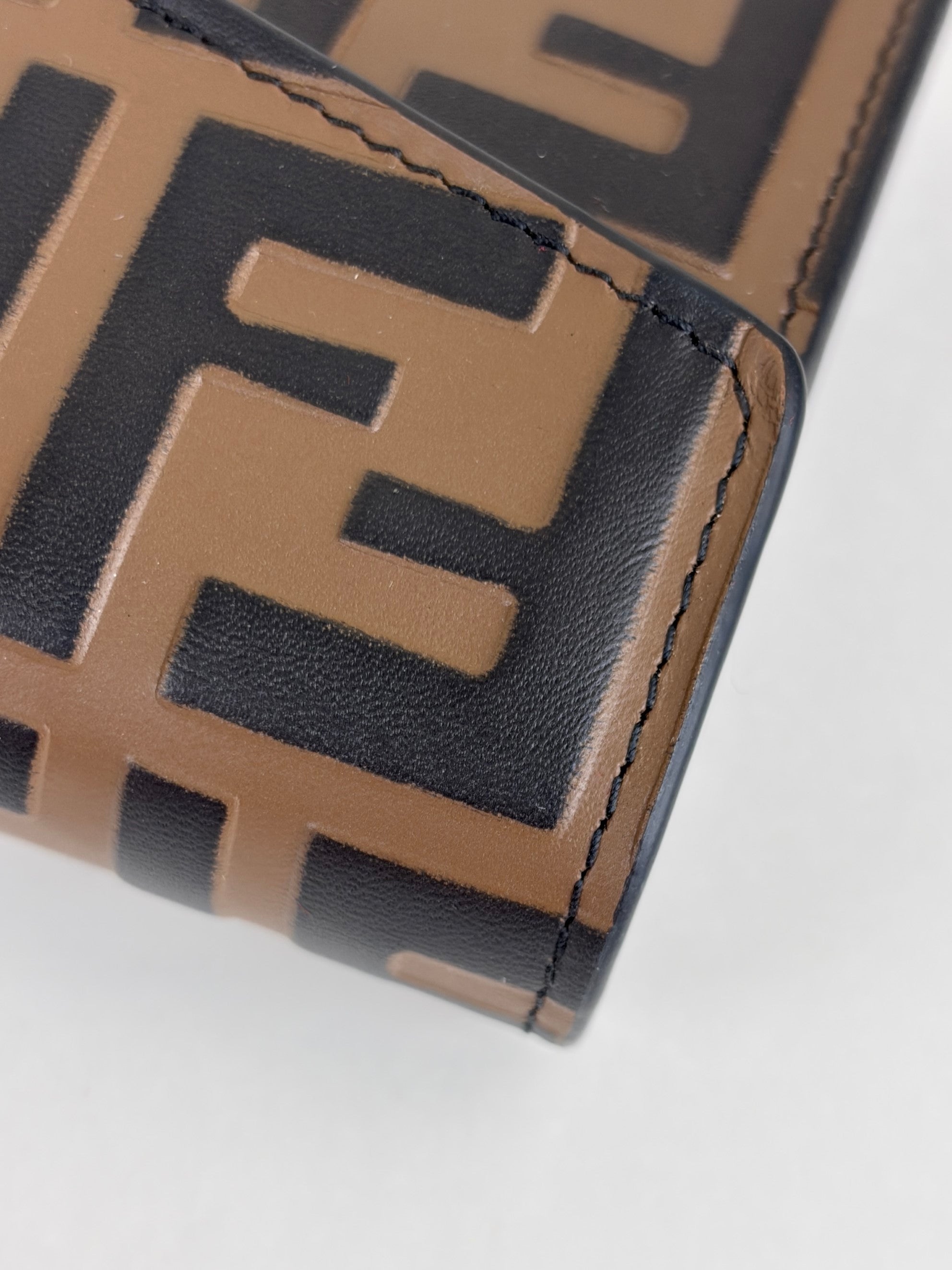 Fendi brown ff-motif embossed leather long wallet