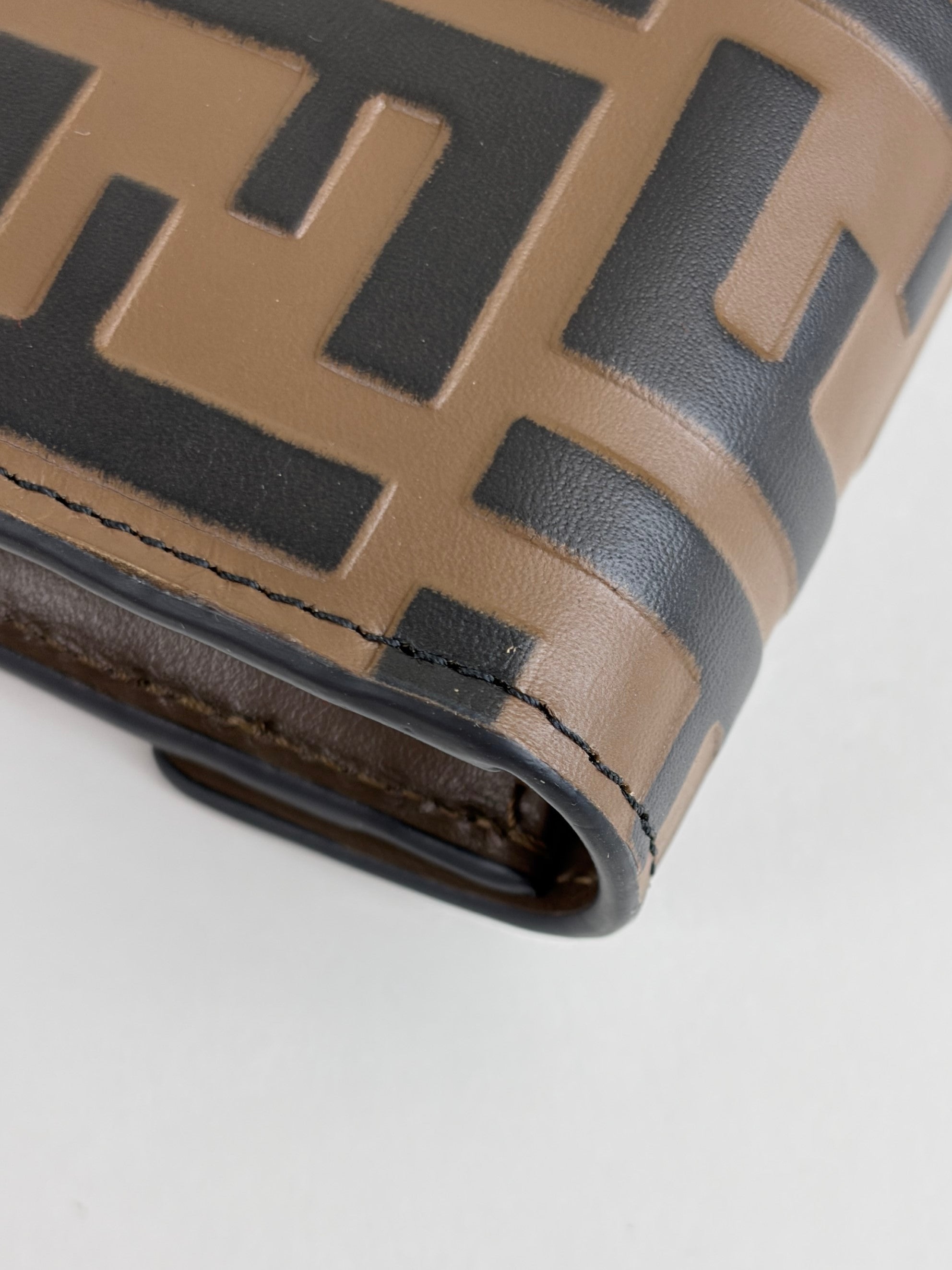 Fendi brown ff-motif embossed leather long wallet