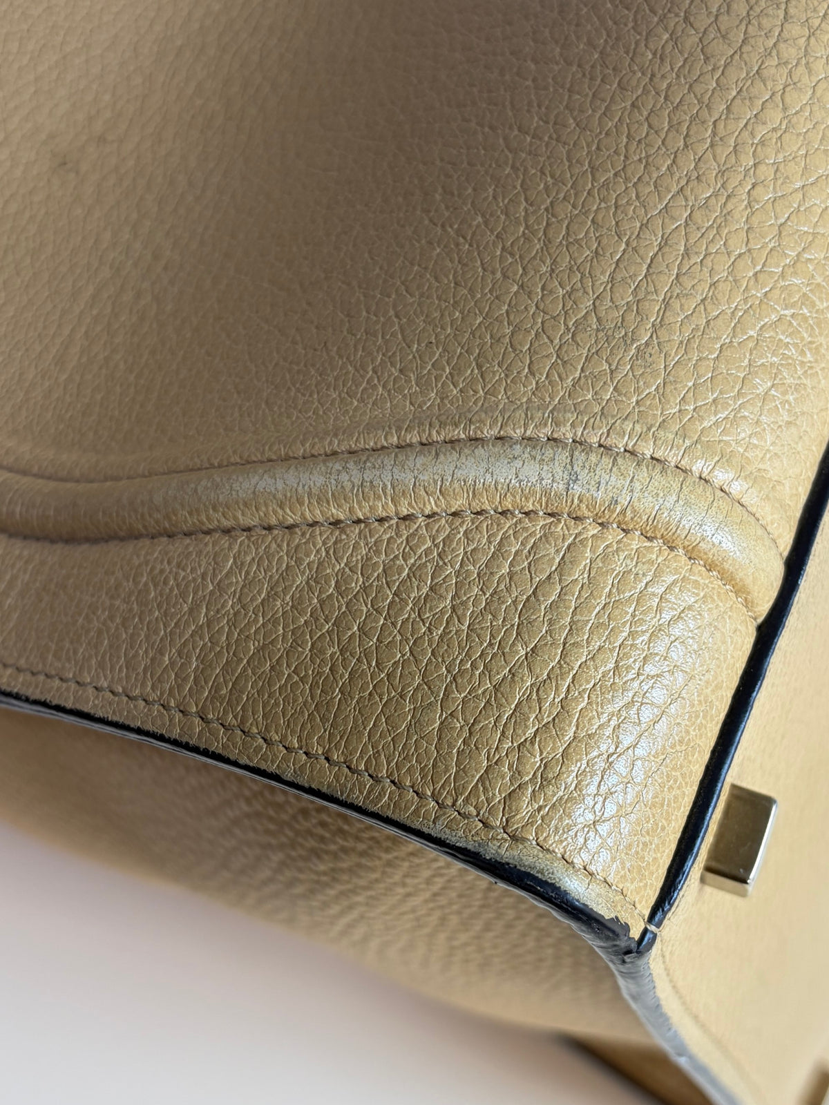 Celine dark beige grain ed calfskin medium phantom luggage tote bag
