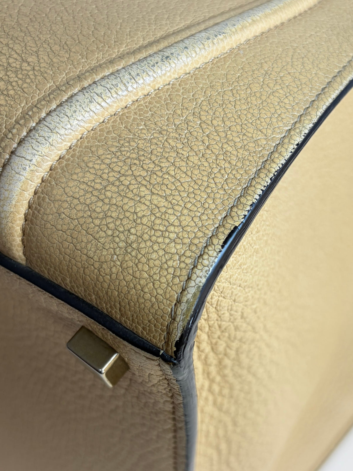 Celine dark beige grain ed calfskin medium phantom luggage tote bag