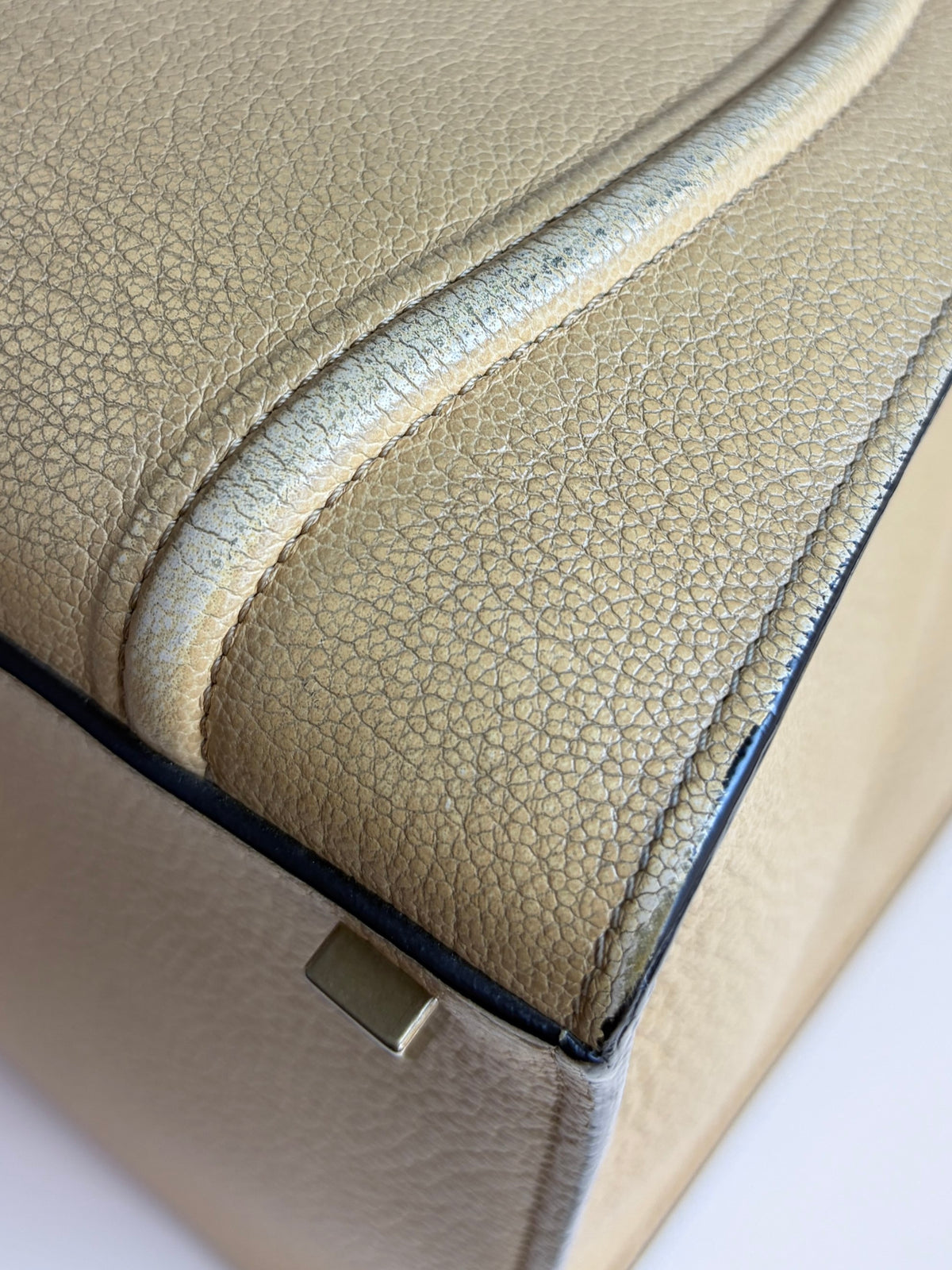Celine dark beige grain ed calfskin medium phantom luggage tote bag