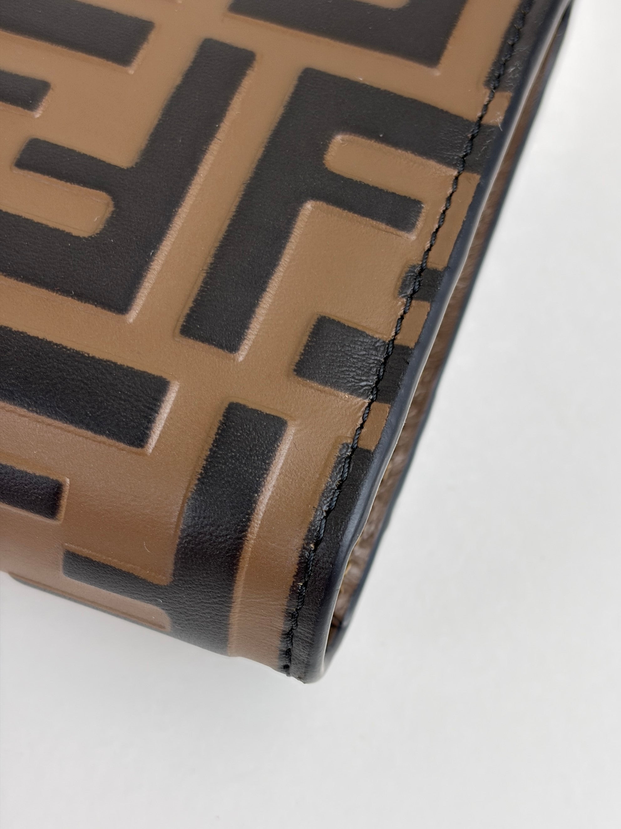 Fendi brown ff-motif embossed leather long wallet