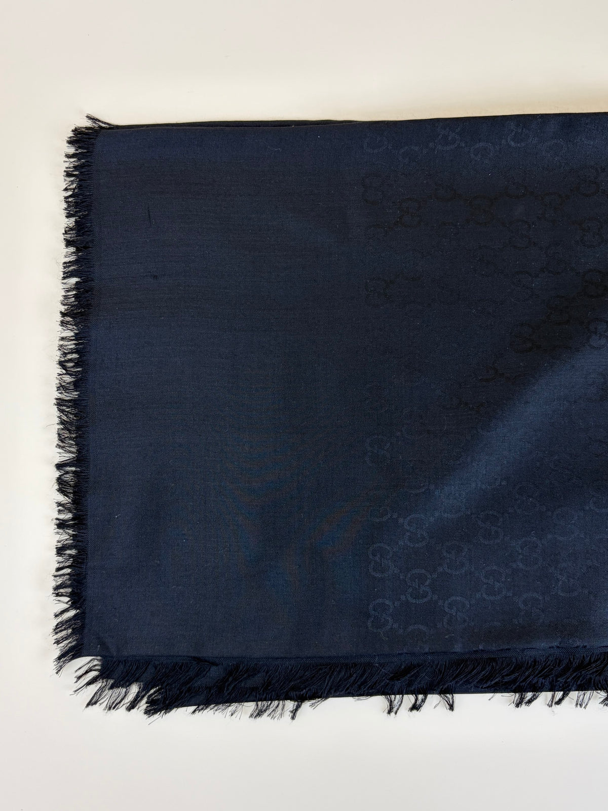 GUCCI black gg jaquard silk wool shawl