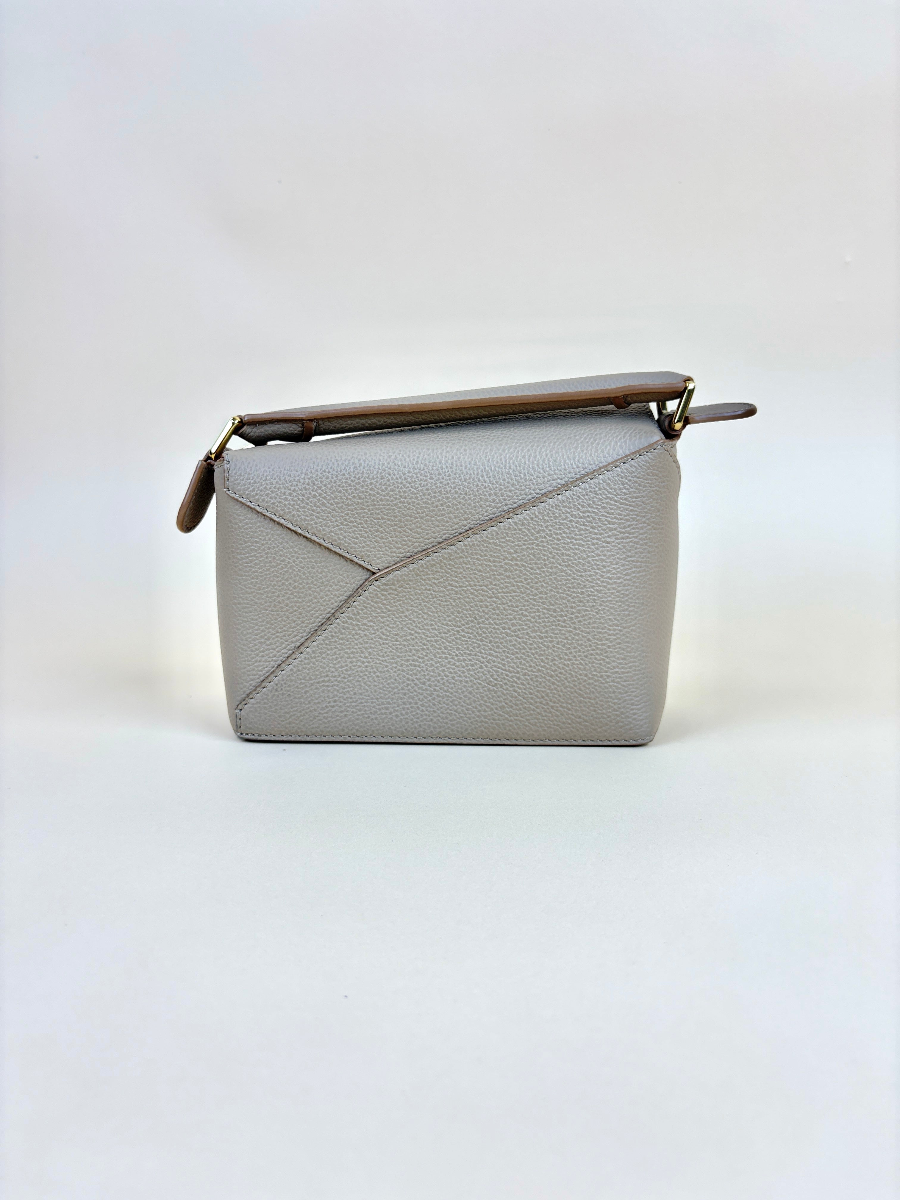 Loewe clay soft grained calfskin miniPuzzle Edge Bag