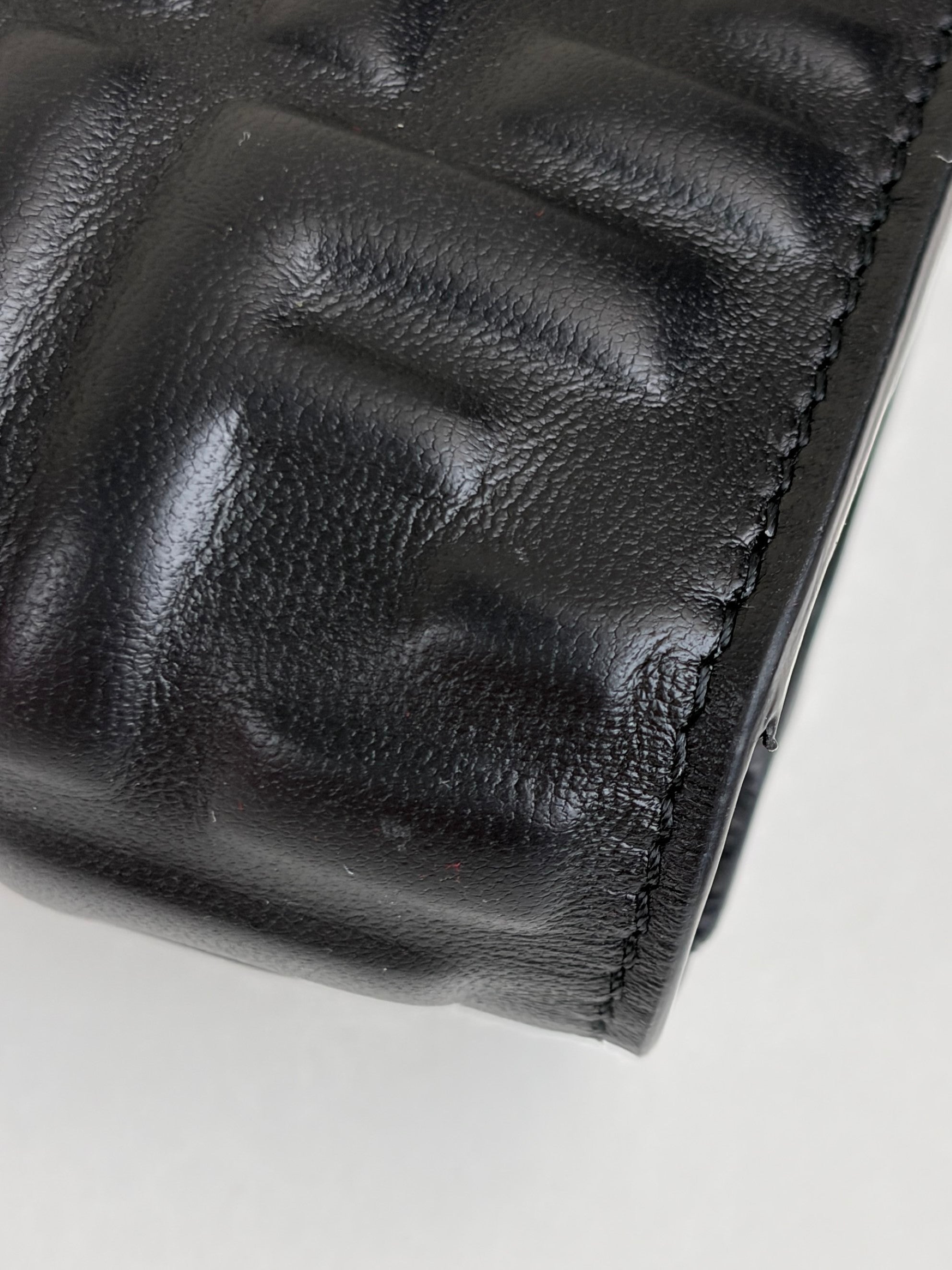 Fendi black embossed ff baguette continental wallet on chain