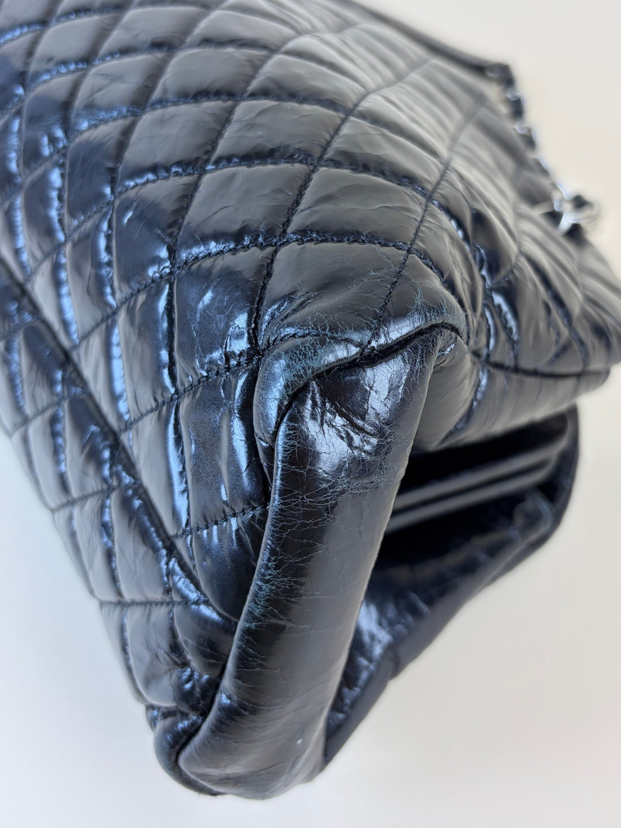 Chanel black quilted leather just mademoiselle bowling bag