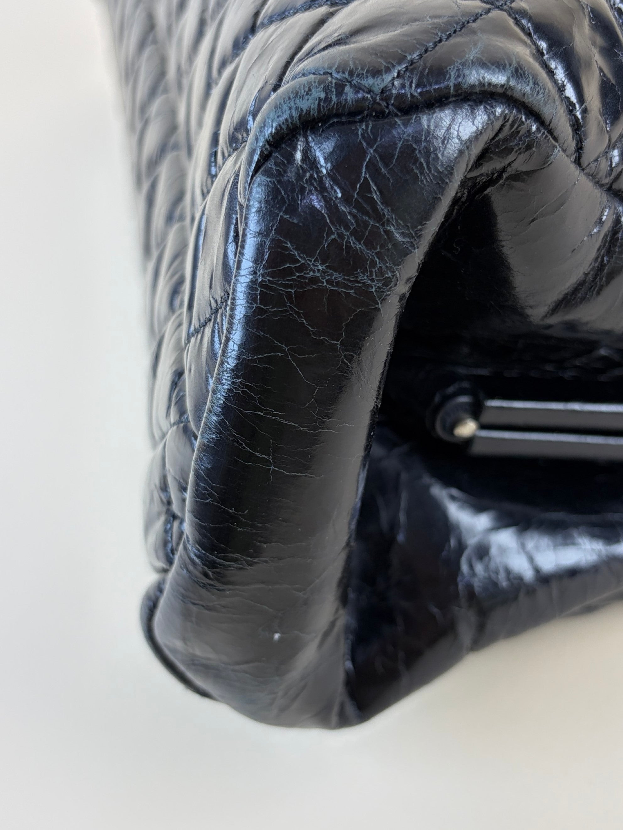 Chanel black quilted leather just mademoiselle bowling bag