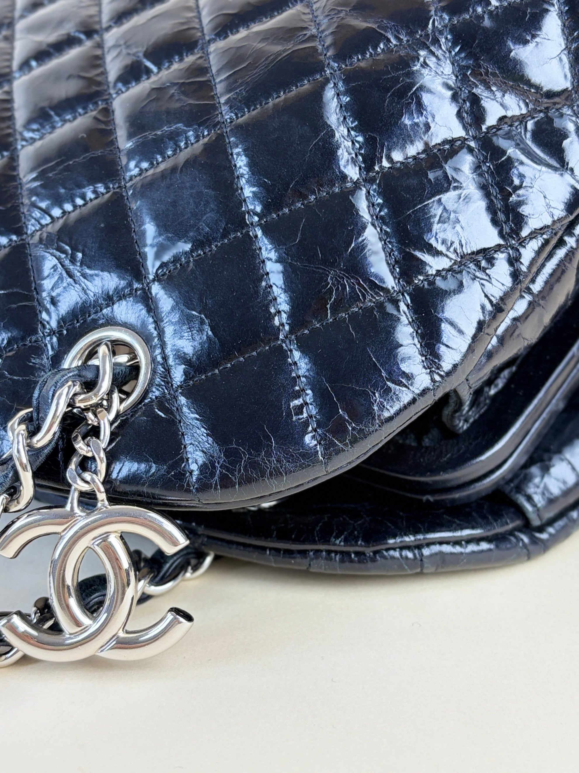 Chanel black quilted leather just mademoiselle bowling bag