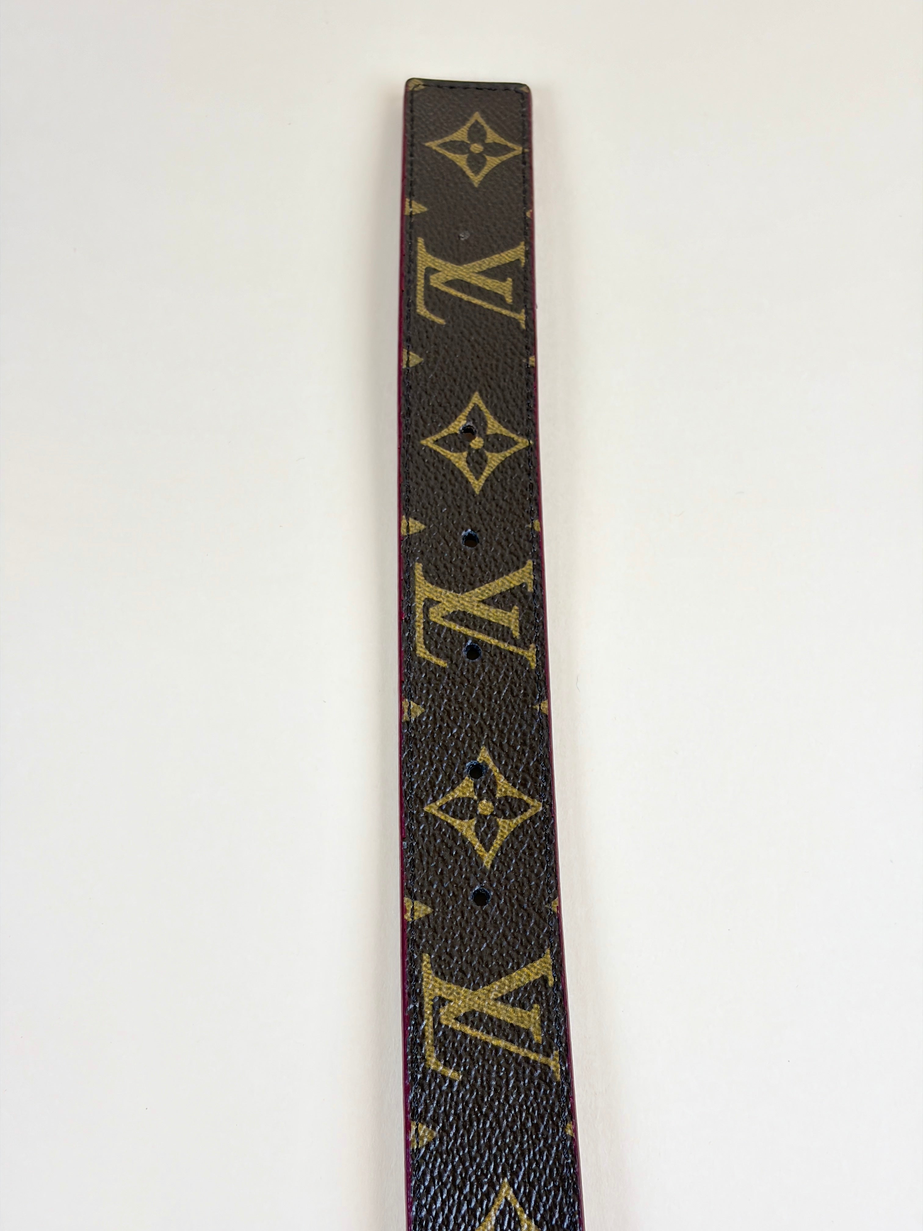 Louis Vuitton calfskin 30mm lv initiales reversible belt red leather