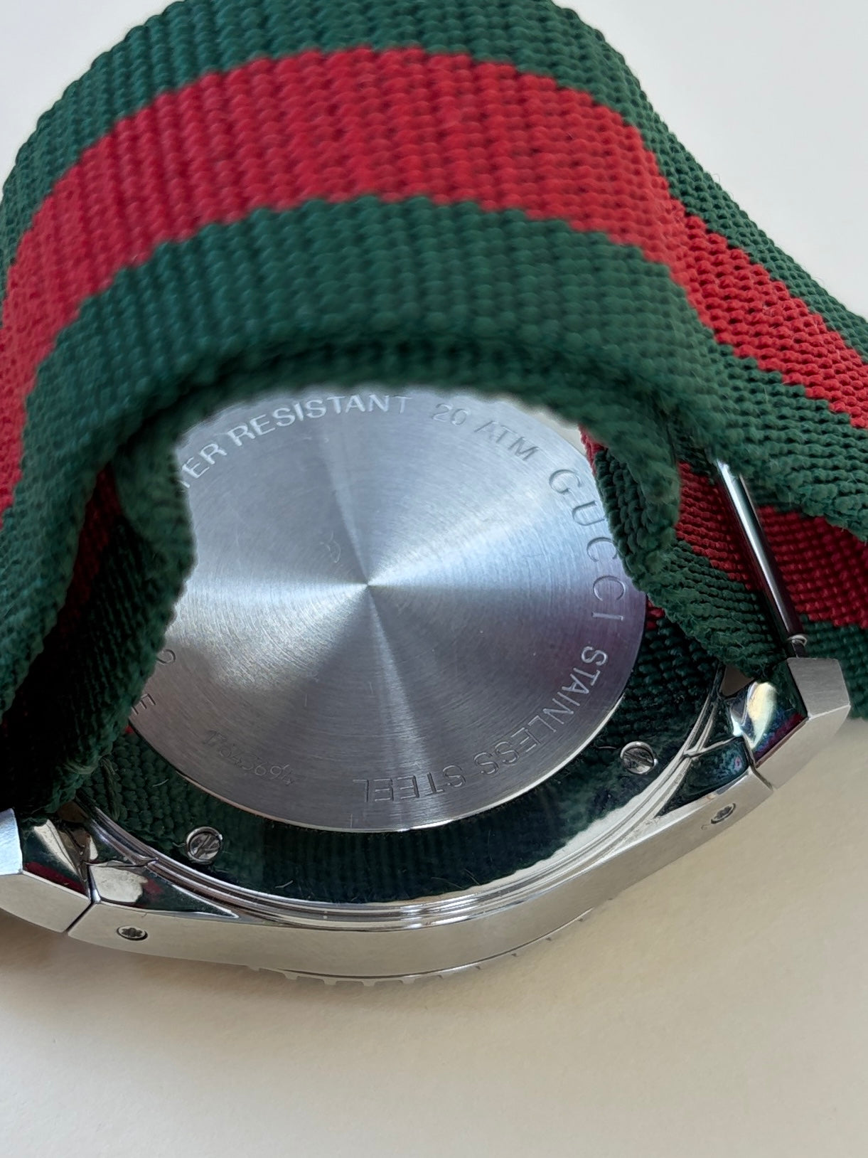 gucci stainless steel nylon web strap 45mm dive quartz watch