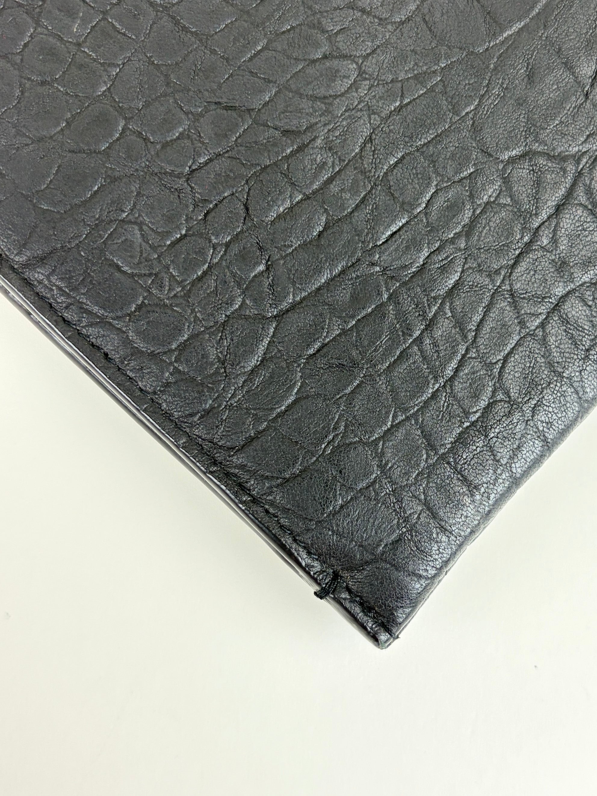 YSL black crocodile embossed monogram document pouch