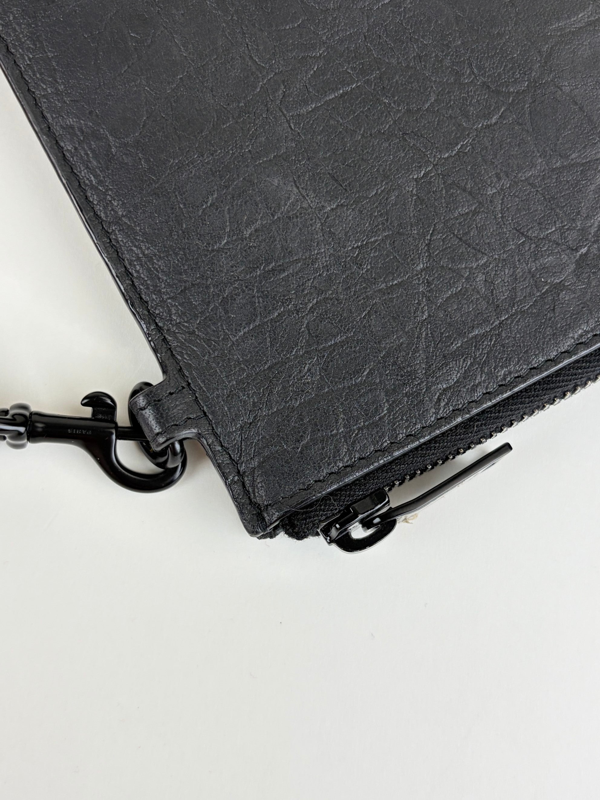 YSL black crocodile embossed monogram document pouch