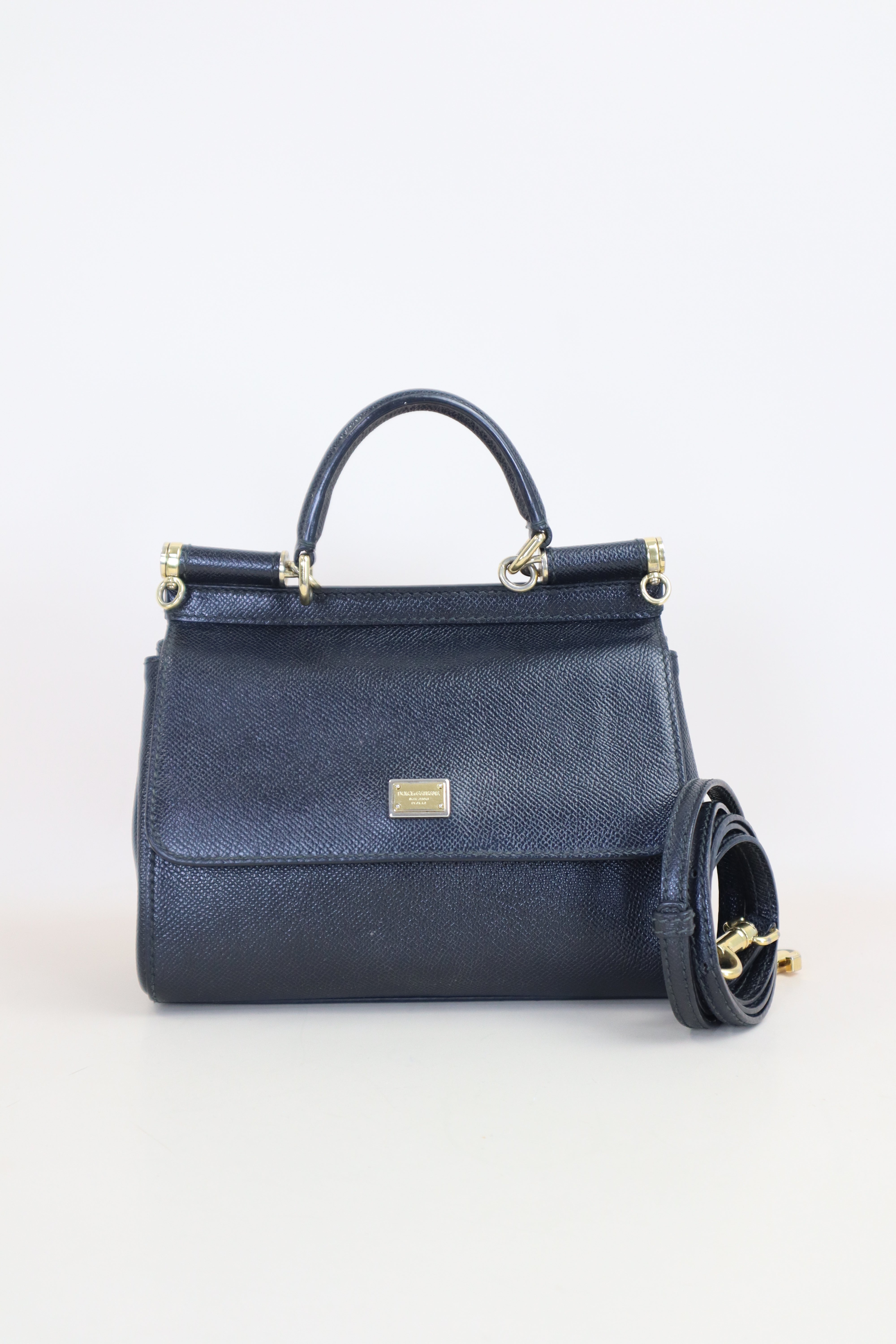 Dolce & Gabbana Black Sicily Small Bag with Strap
