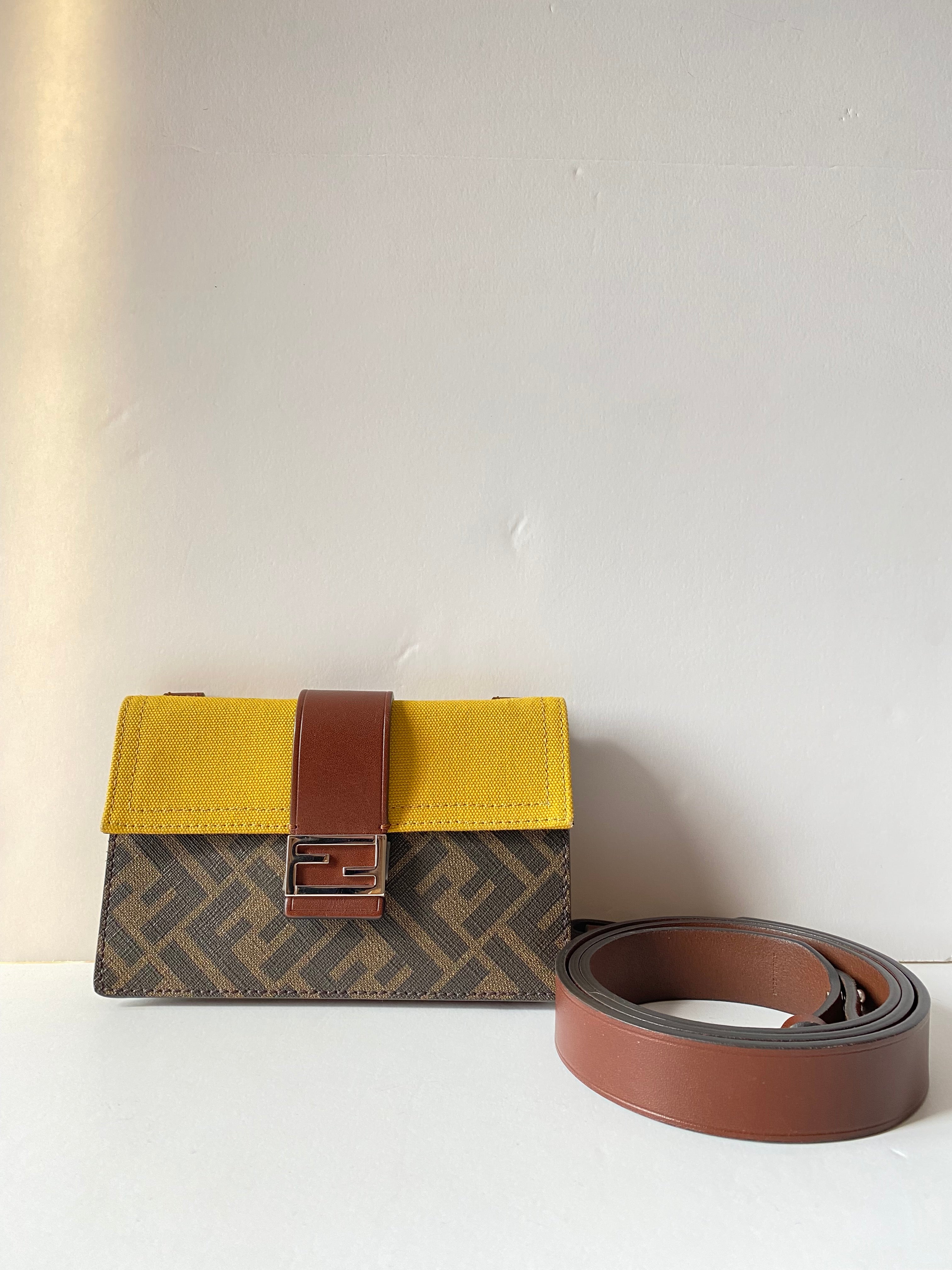 Fendi Brown Baguette FF Flat Shoulder Bag-handbag-Fendi-The Closet Egypt