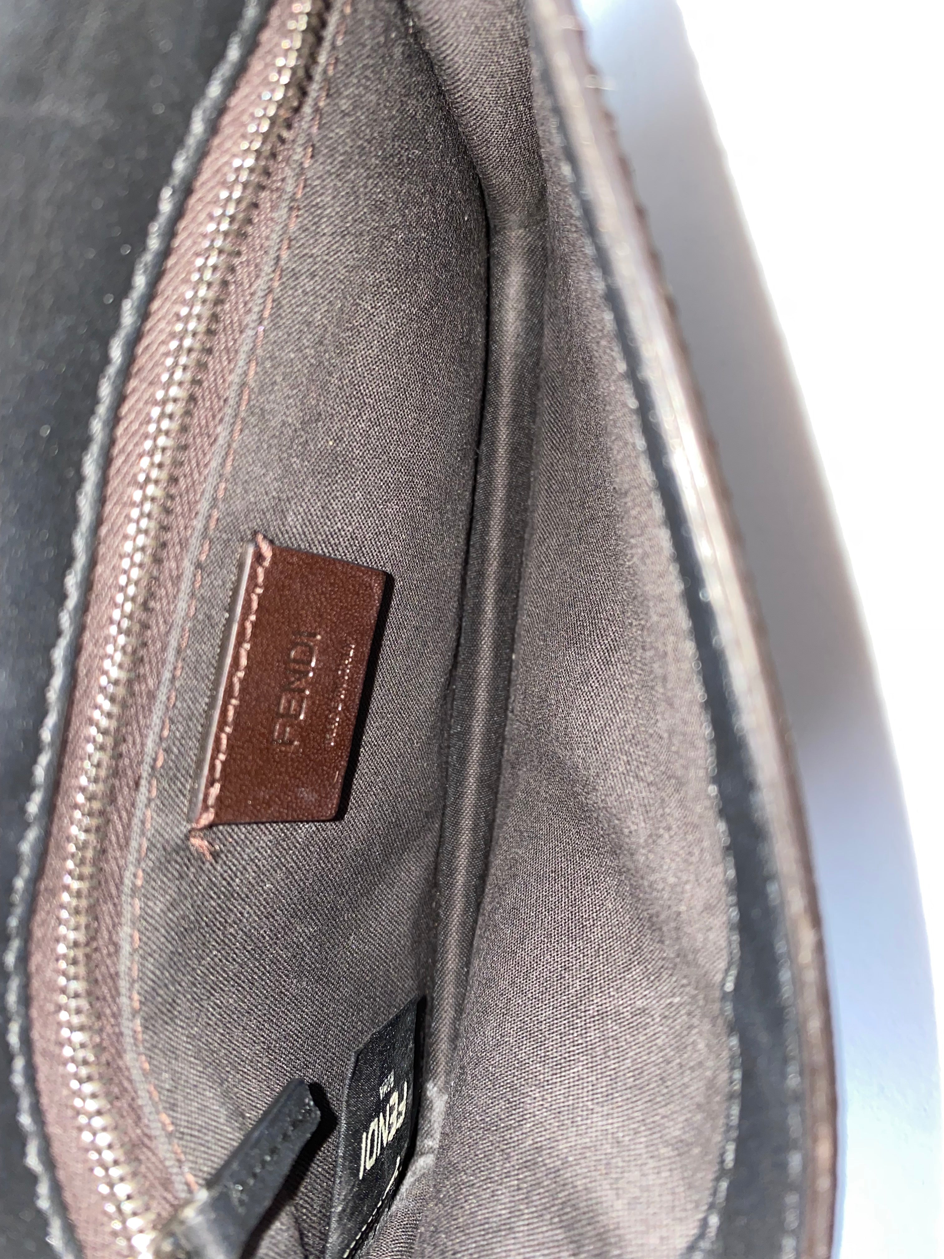 Fendi Brown Baguette FF Flat Shoulder Bag-handbag-Fendi-The Closet Egypt