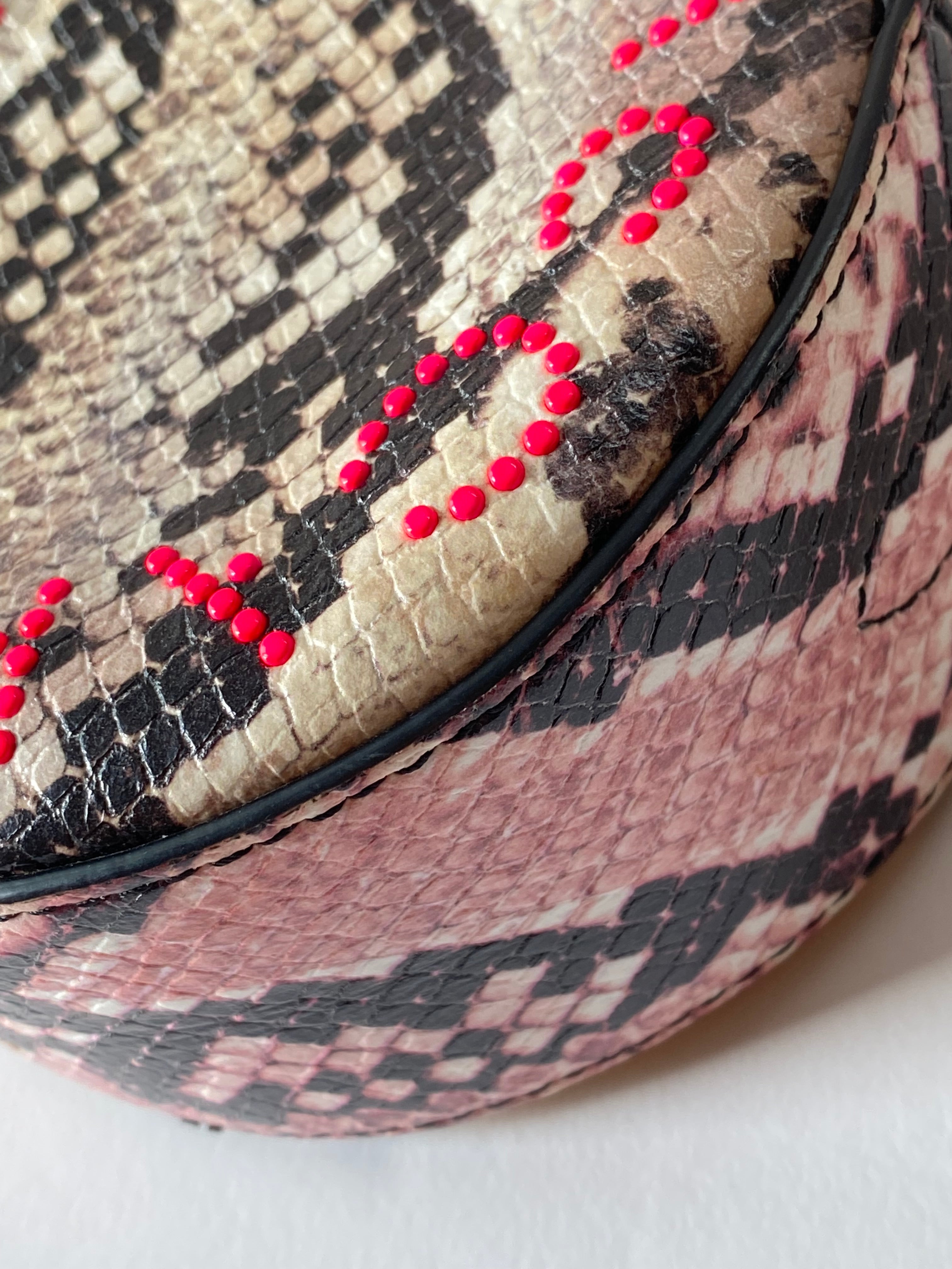 Stella Mccartney Pink Python Print Logo Round Crossbody Bag