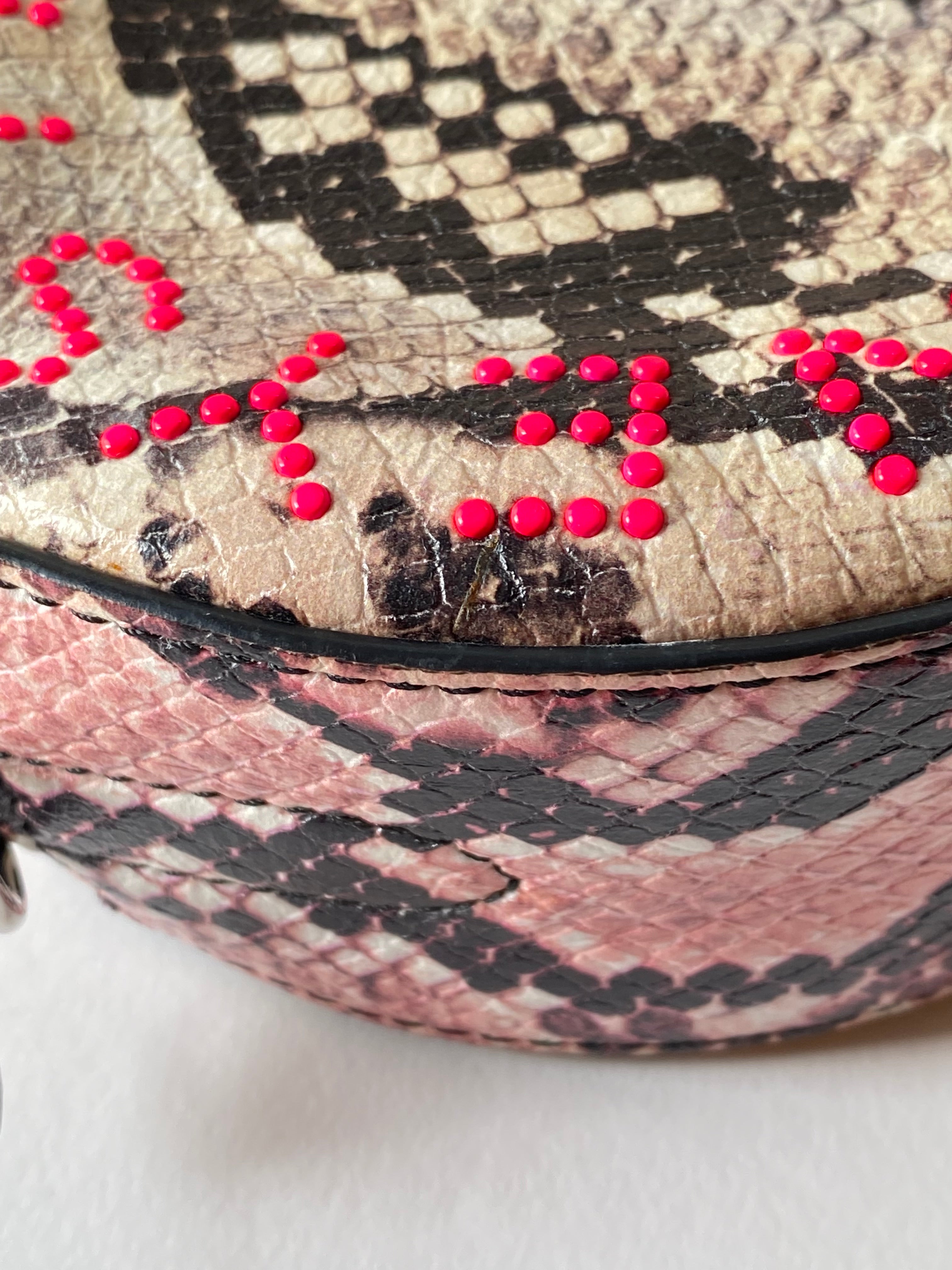 Stella Mccartney Pink Python Print Logo Round Crossbody Bag