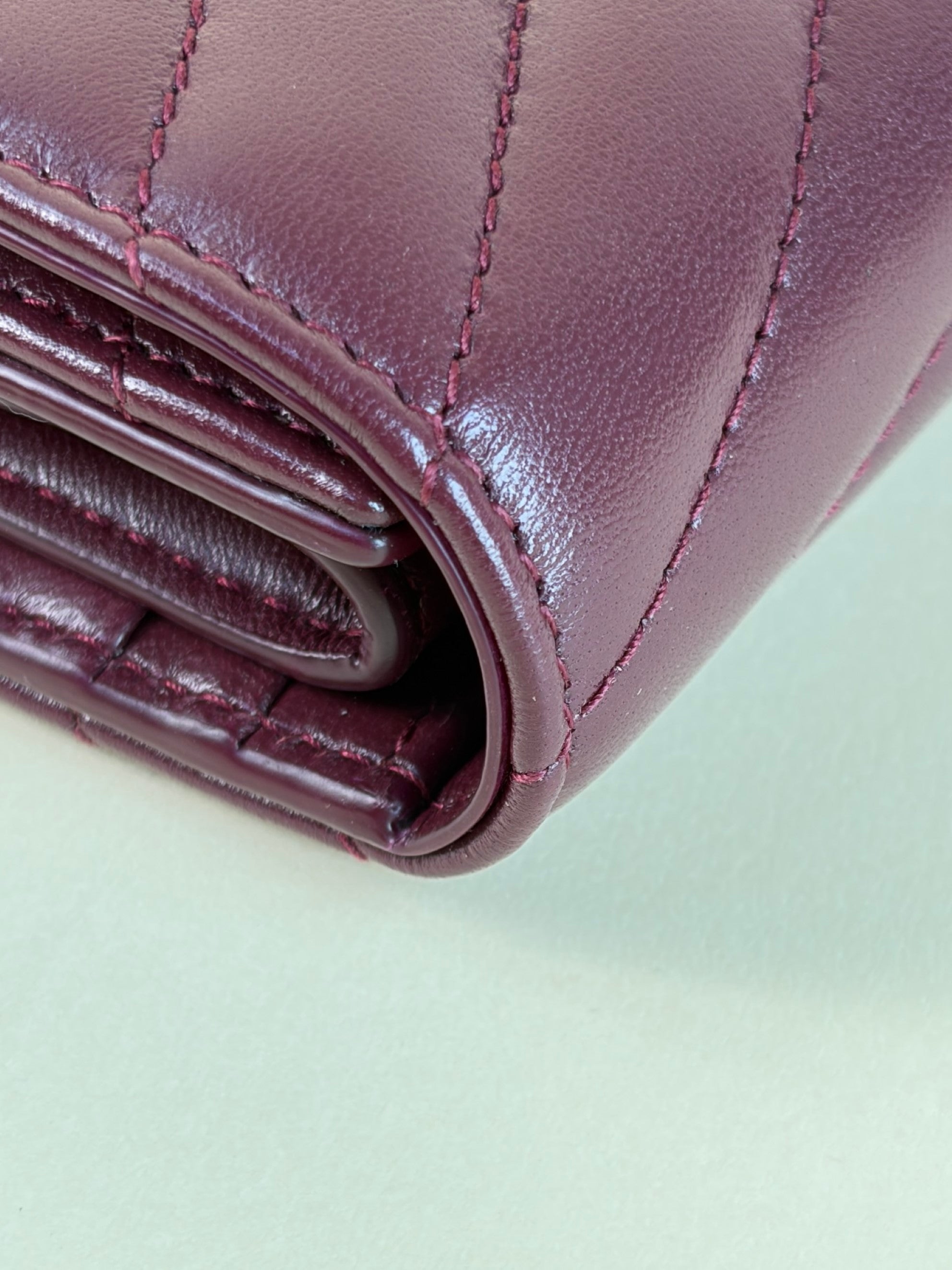 ysl lambskin rouge cabernet Cassandre multi-fold wallet
