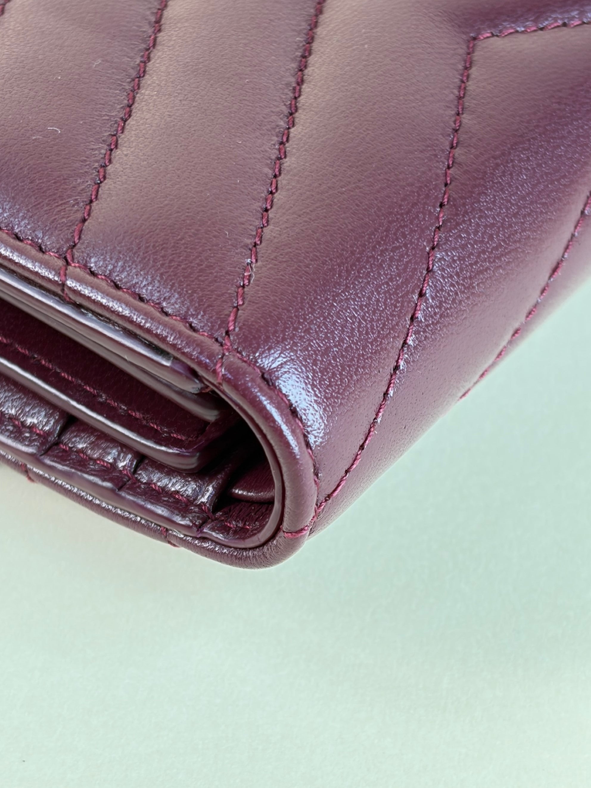 ysl lambskin rouge cabernet Cassandre multi-fold wallet