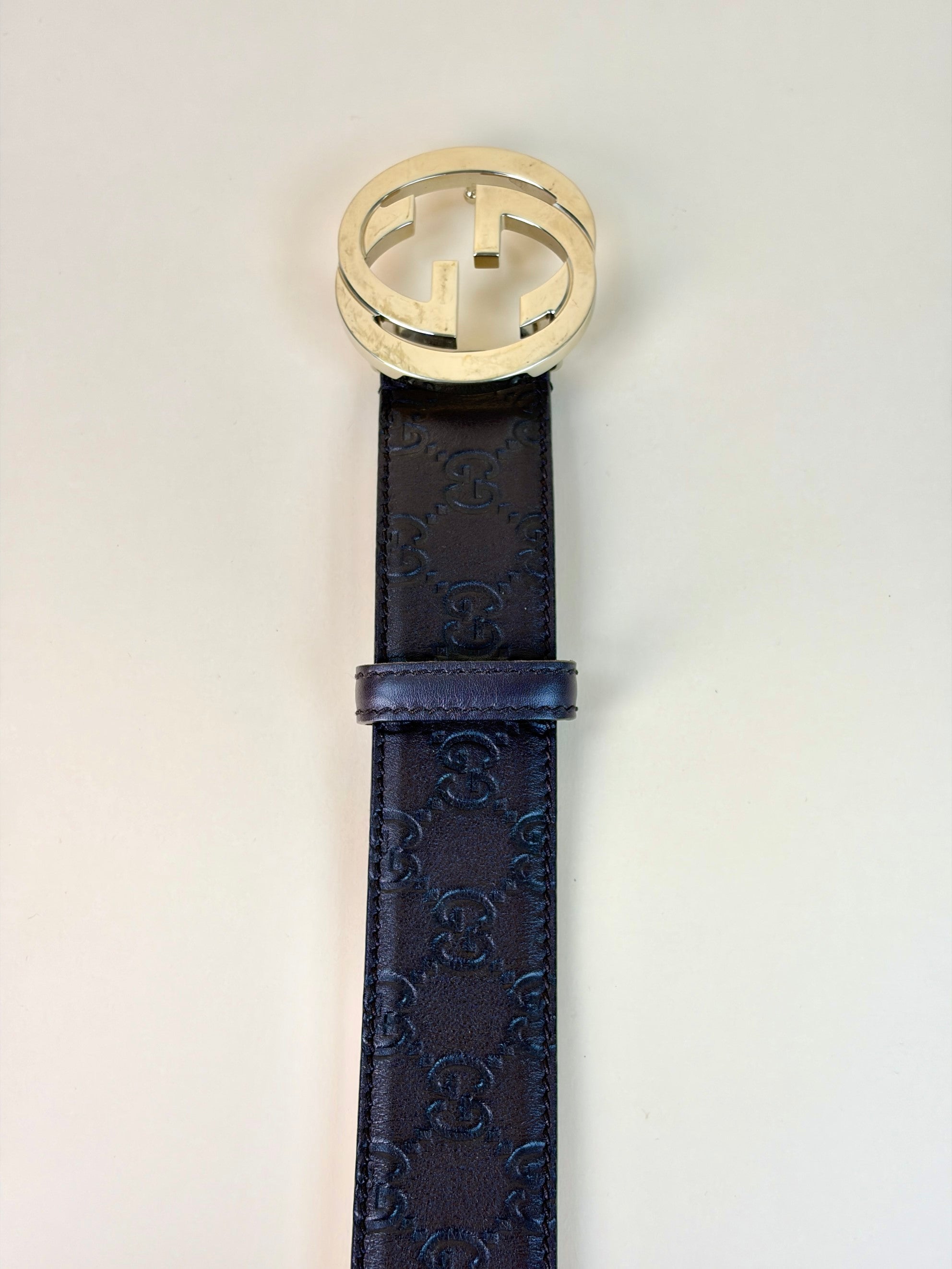 Gucci brown gg guccissima leather Interlocking g buckle belt