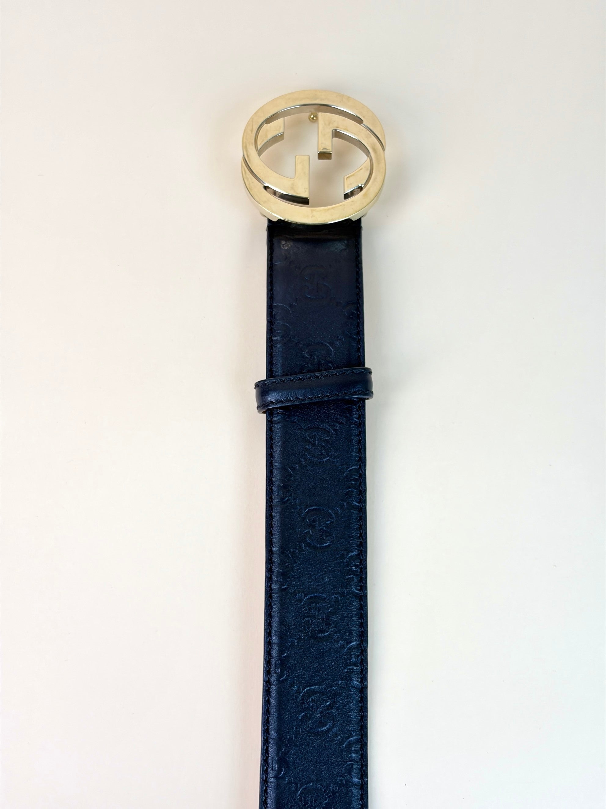 Gucci black GG guccissima leather Interlocking g buckle Belt