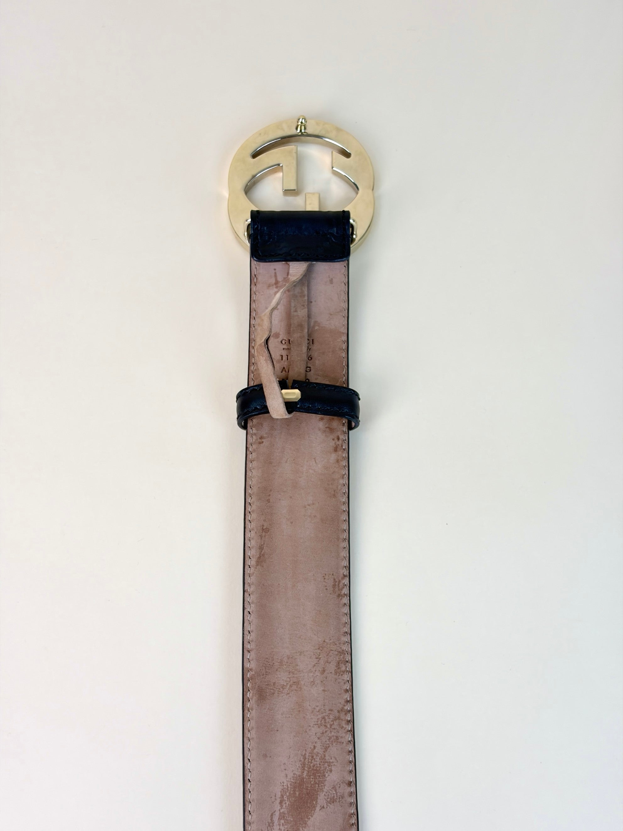 Gucci black GG guccissima leather Interlocking g buckle Belt