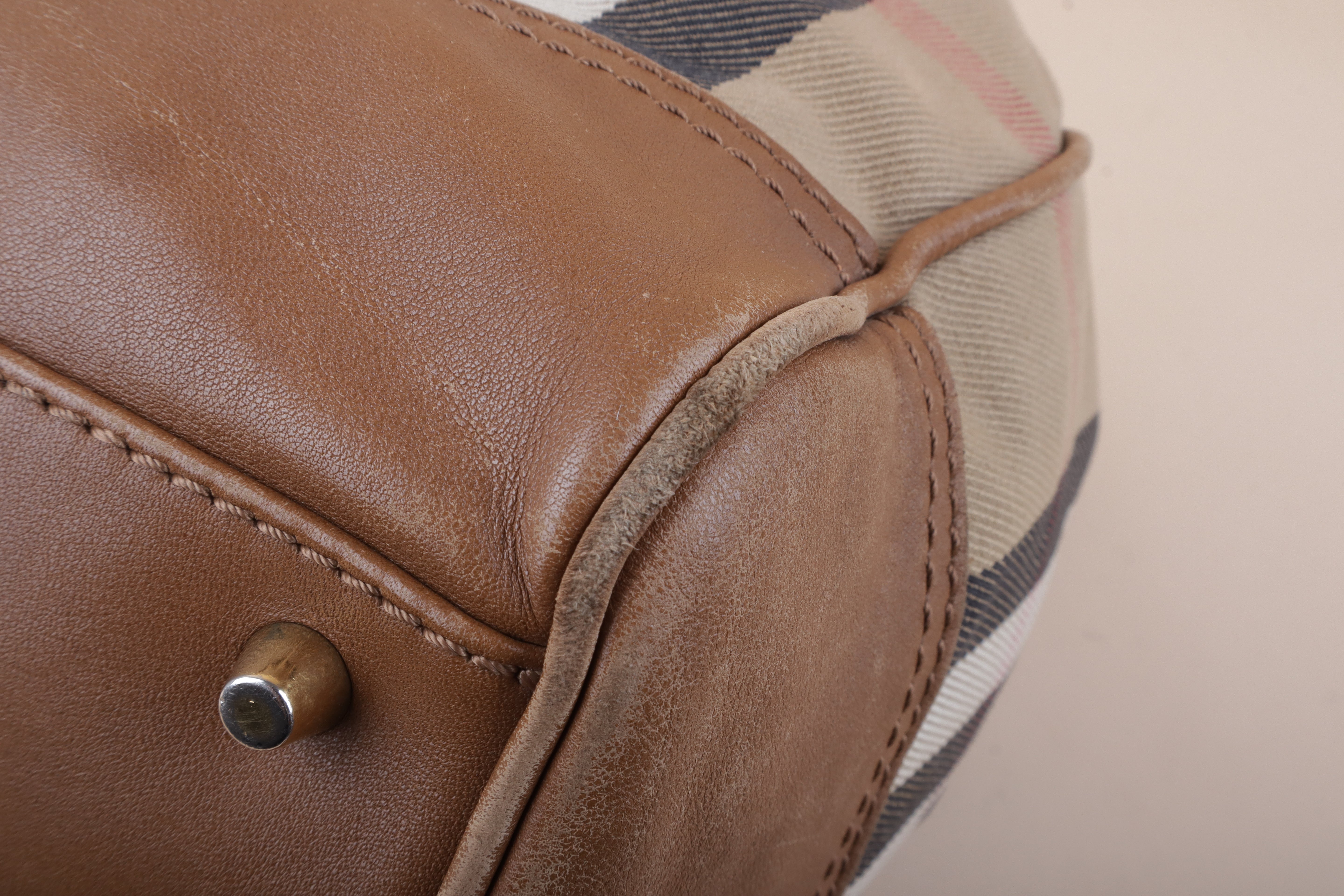 BURBERRY prorsum housecheck brown leather