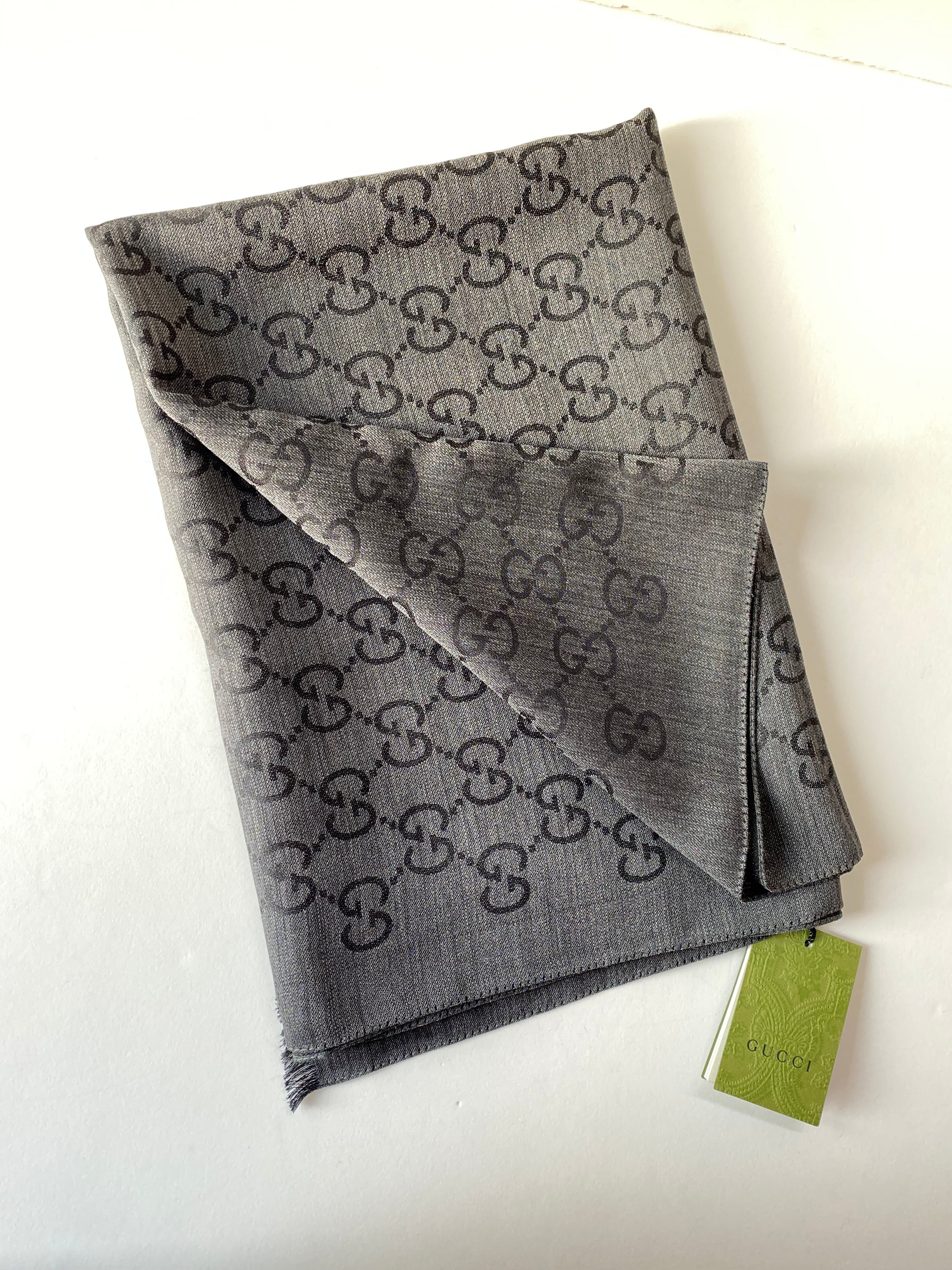 Gucci Dark Grey GG Scarf-Scarf-Gucci-The Closet Egypt