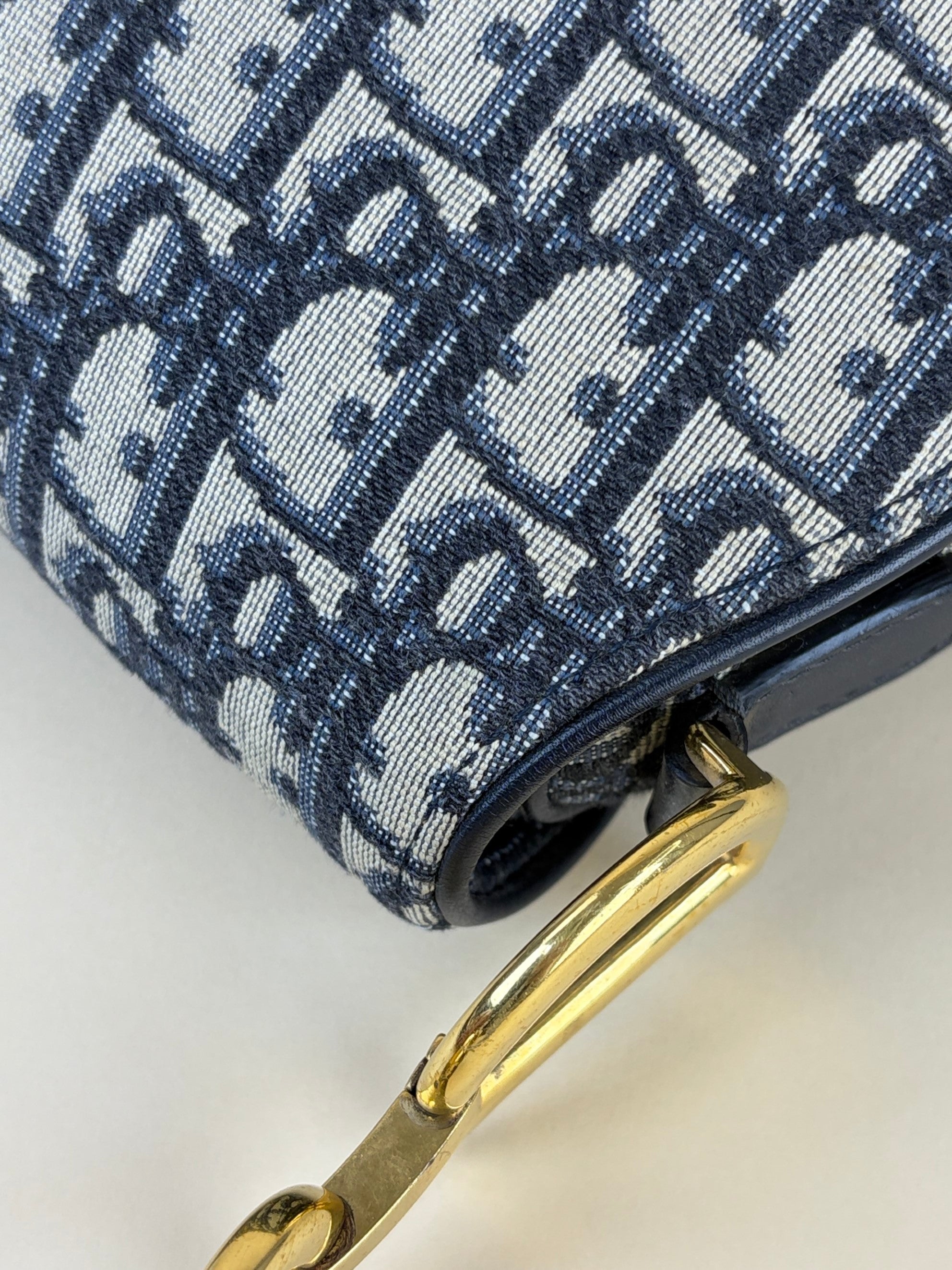 Christian Dior Blue Oblique Saddle canvas bag