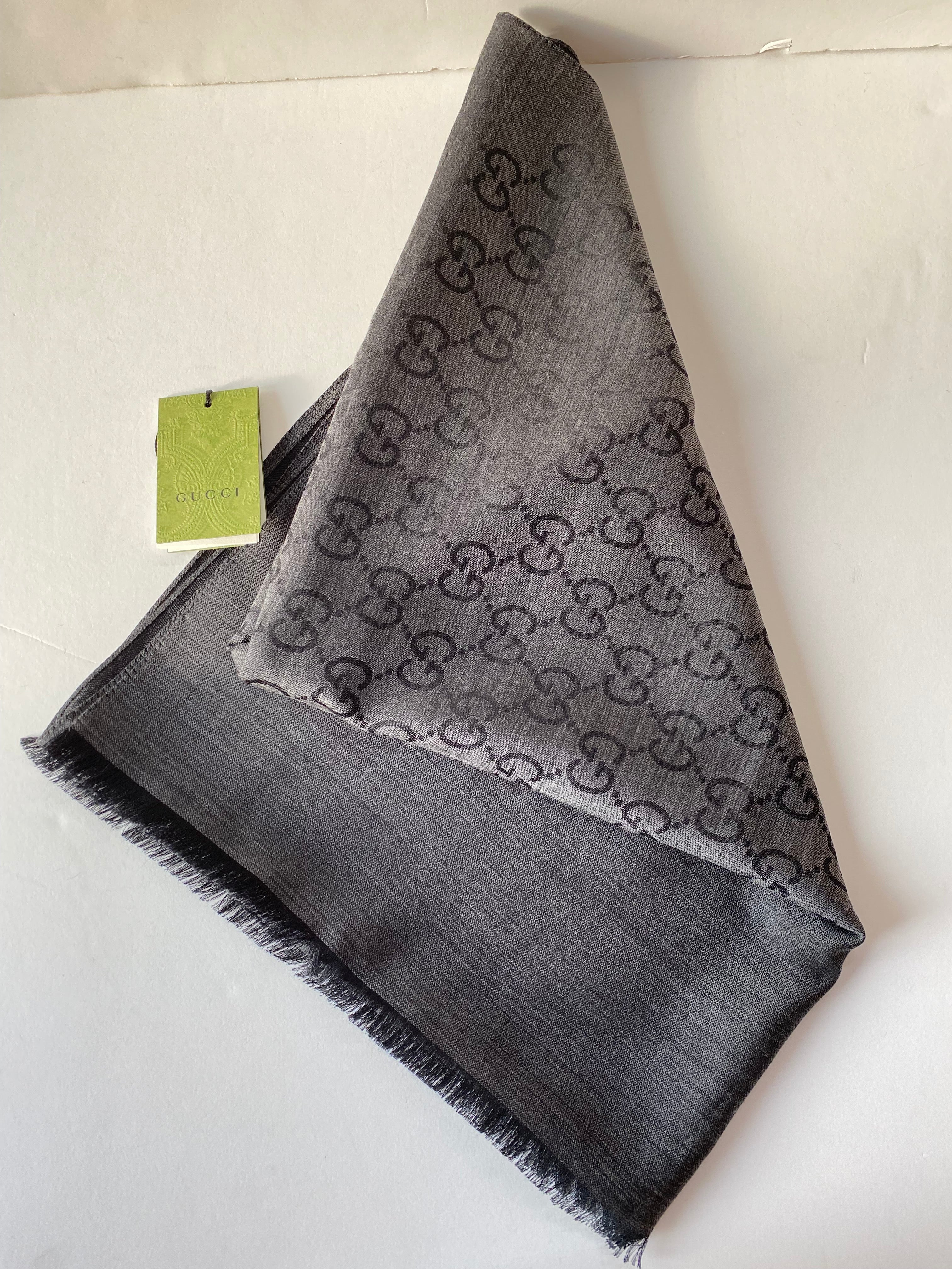 Gucci Dark Grey GG Scarf-Scarf-Gucci-The Closet Egypt