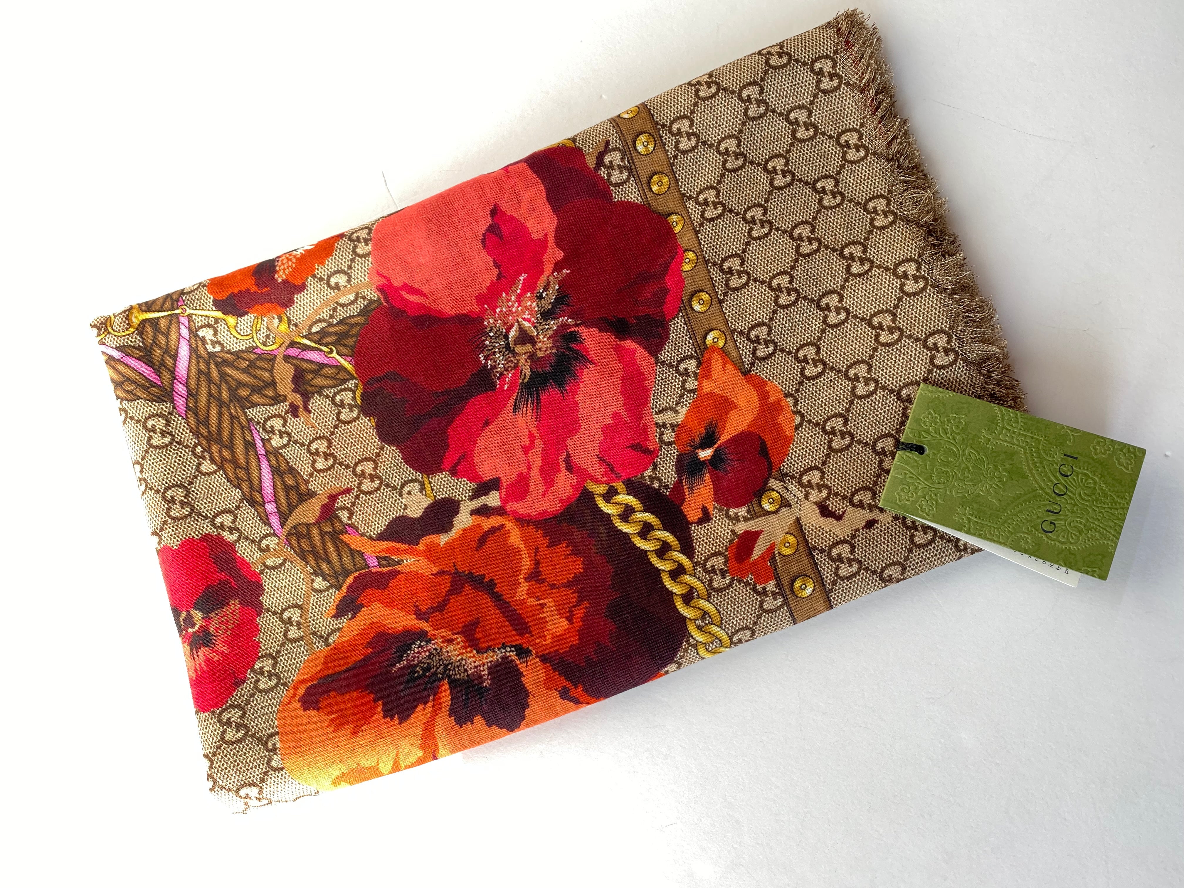 Gucci Tricolor GG Floral Scarf-Scarf-Gucci-The Closet Egypt