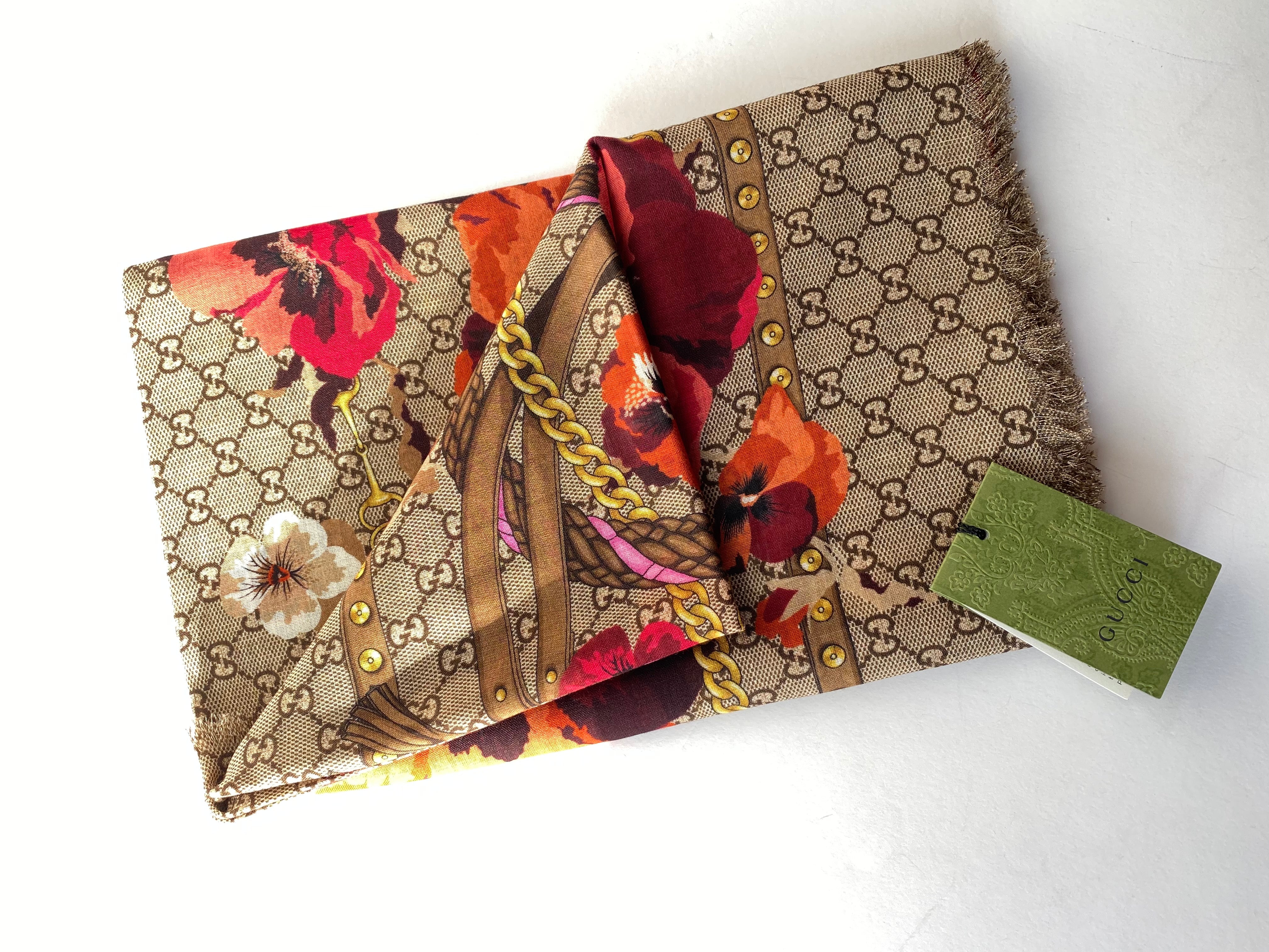 Gucci Tricolor GG Floral Scarf-Scarf-Gucci-The Closet Egypt