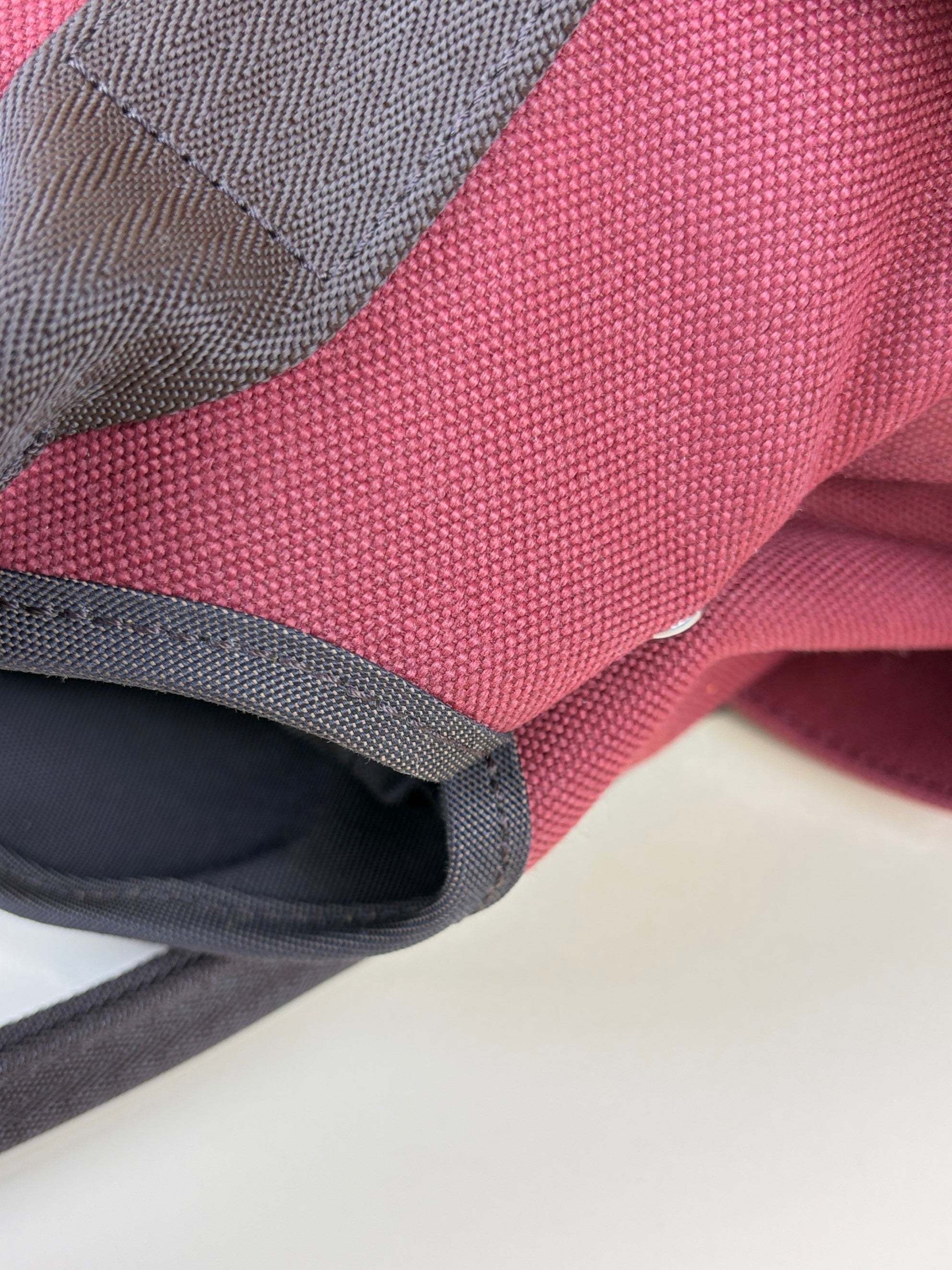 HERMES toile sac de pansage rouge h / chocolate the grooming tote bag