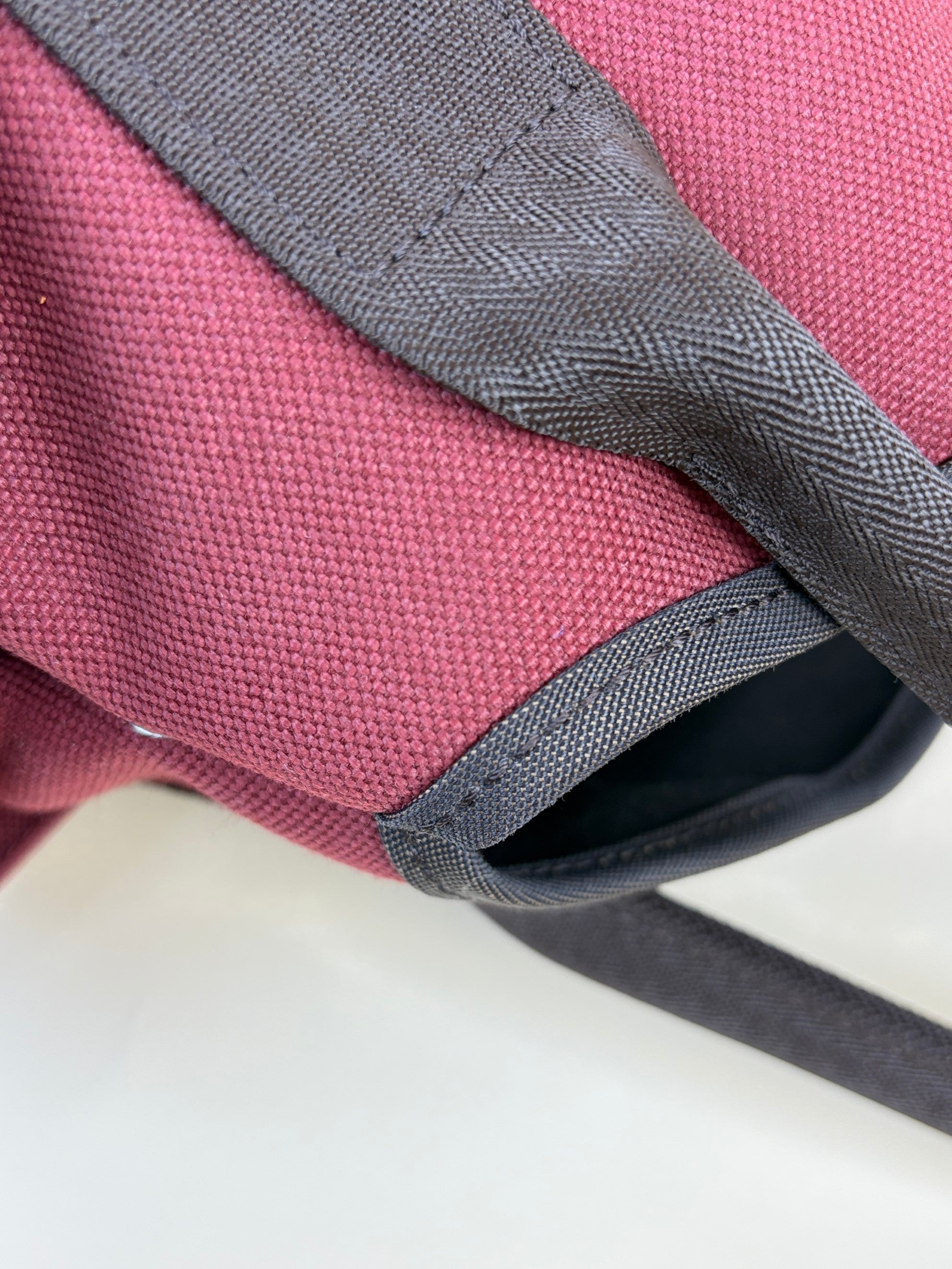 HERMES toile sac de pansage rouge h / chocolate the grooming tote bag
