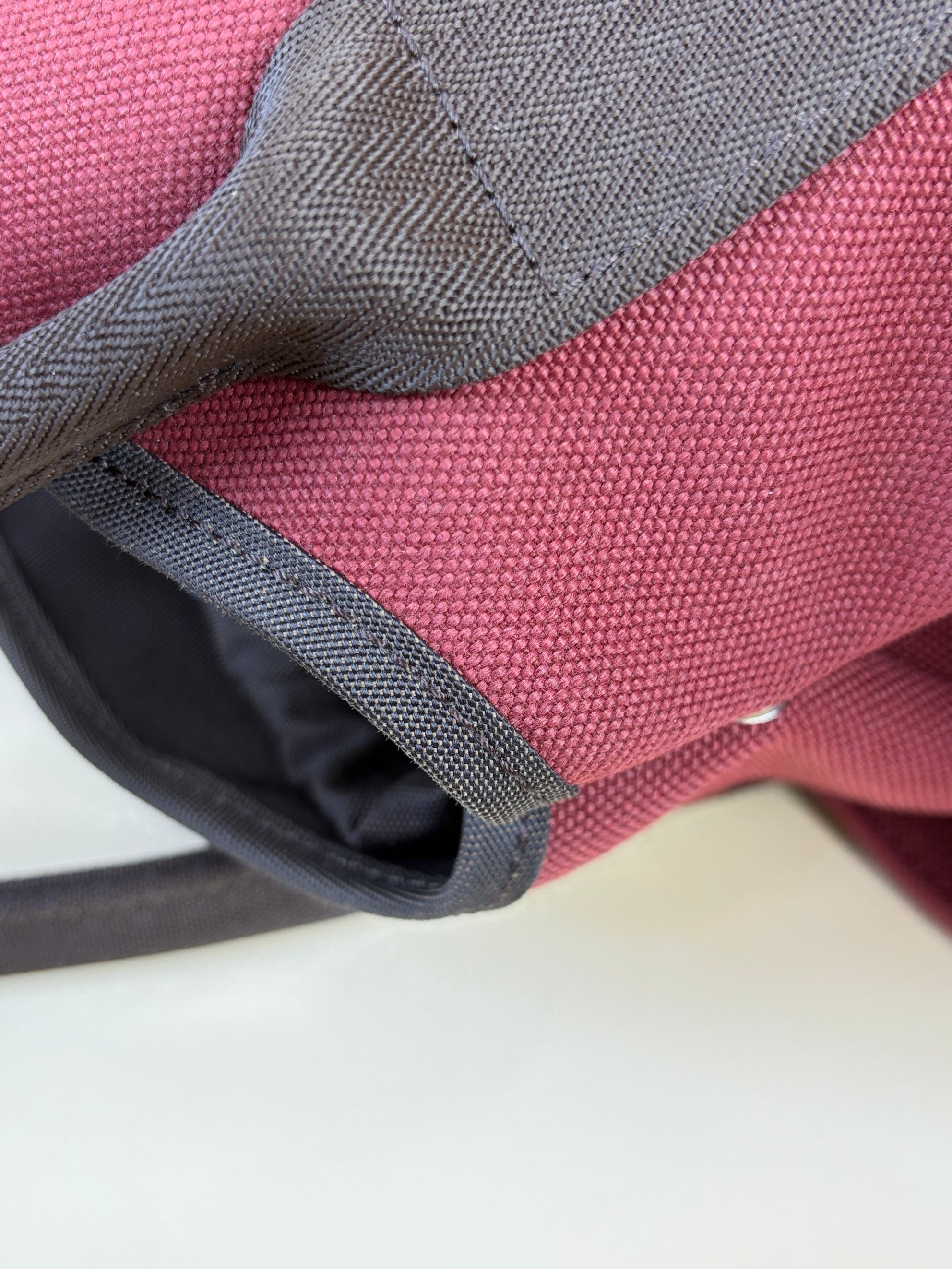 HERMES toile sac de pansage rouge h / chocolate the grooming tote bag