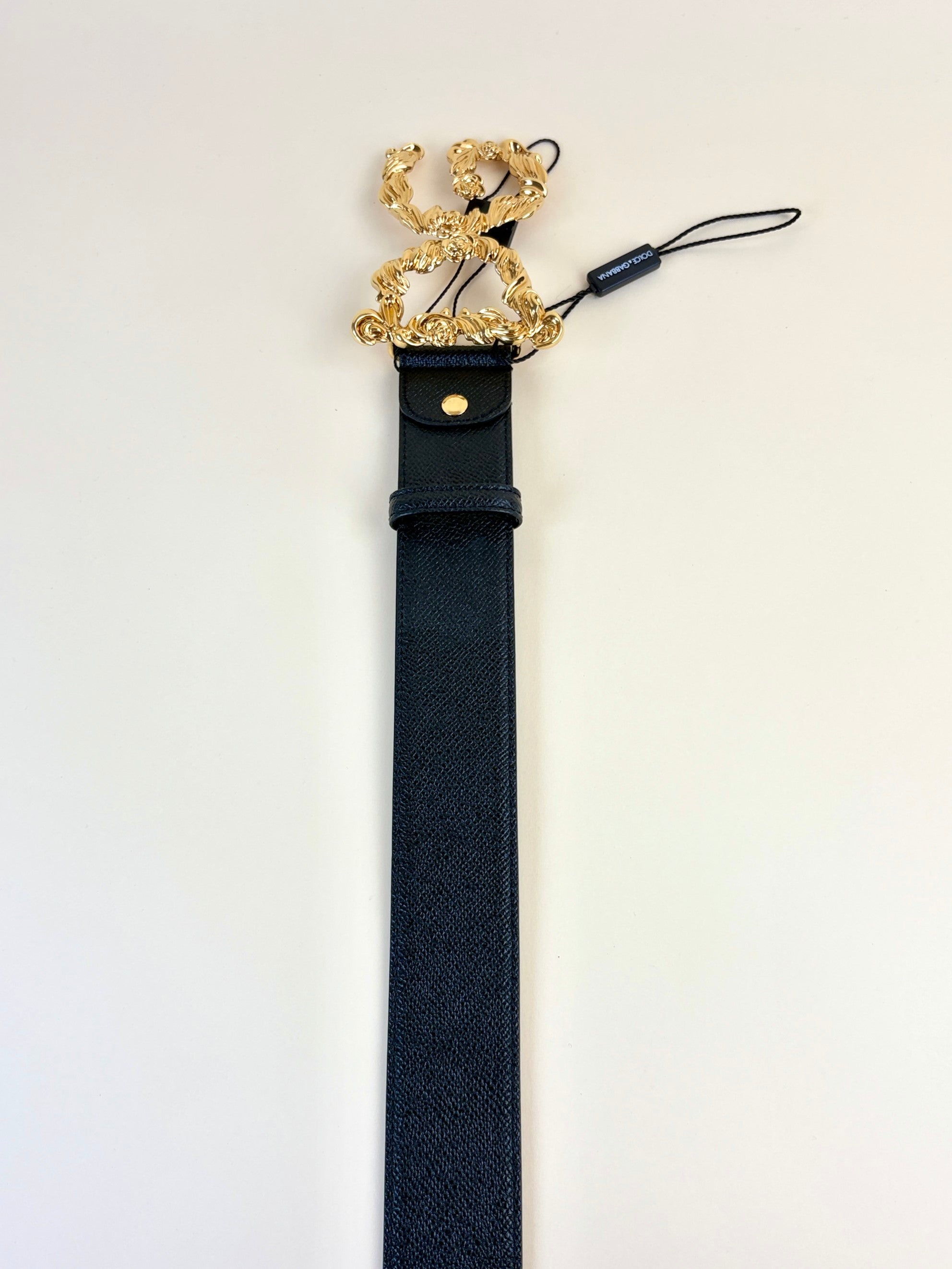 Dolce & Gabbana Black Baroque DG Logo Belt