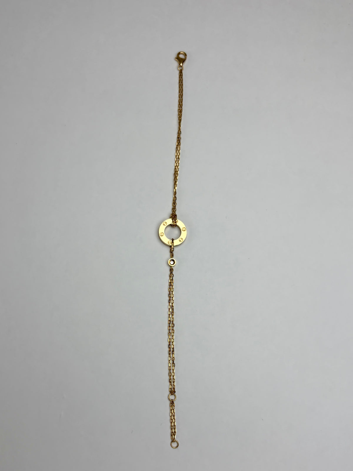 Cartier 18K Rose Gold 2 Diamond Love Chain Bracelet