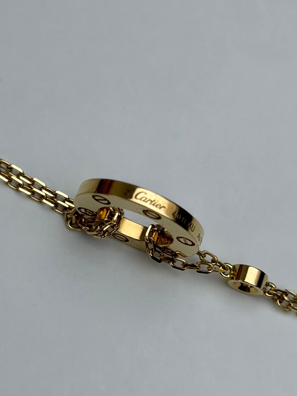 Cartier 18K Rose Gold 2 Diamond Love Chain Bracelet