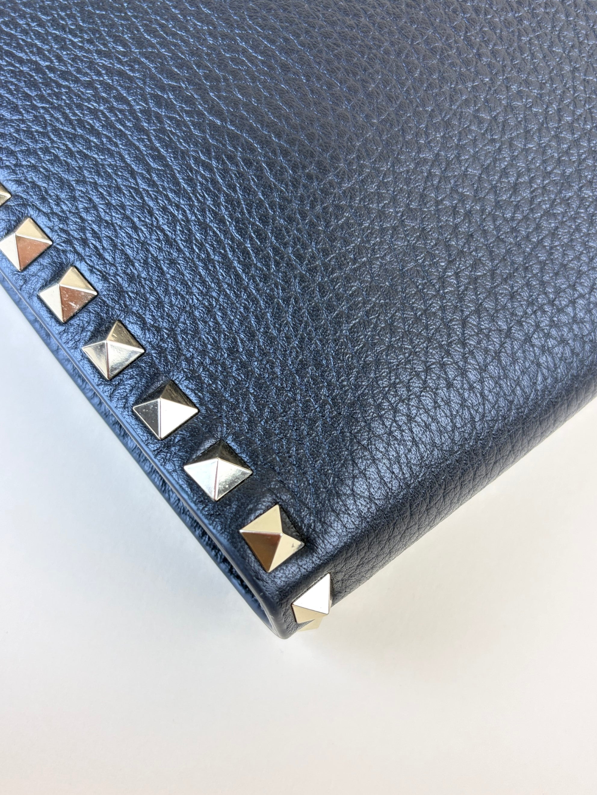 Valentino black pebbled Rock stud Zipped pouch